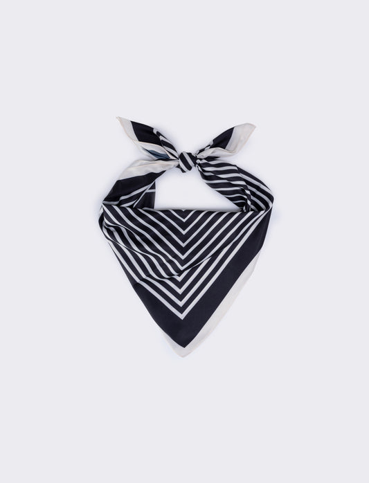 Foulard 70x70 con stampe geometriche - Nero-bianco
