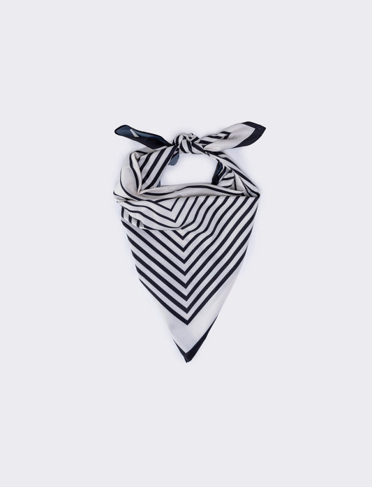 Foulard 70x70 con stampe geometriche - Bianco