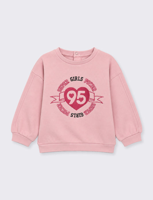 Casual Printed Crewneck Sweatshirt - Pink