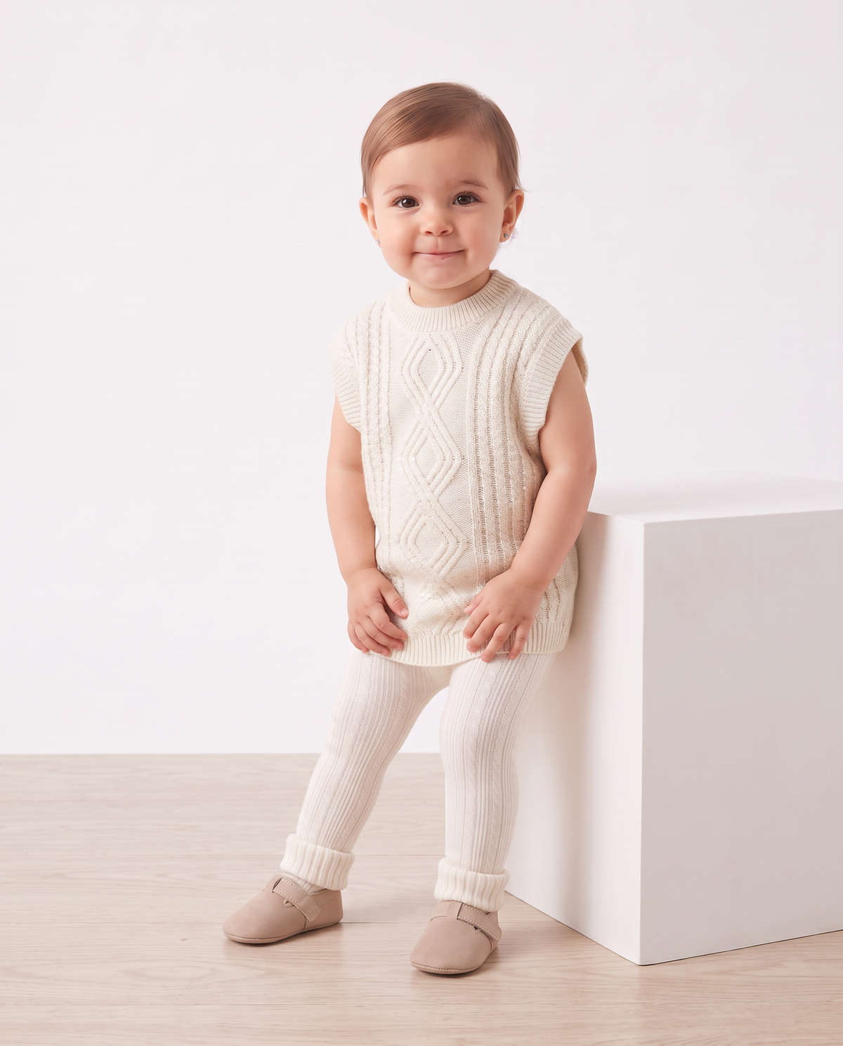 Sleeveless Lurex Dress with Braids - White