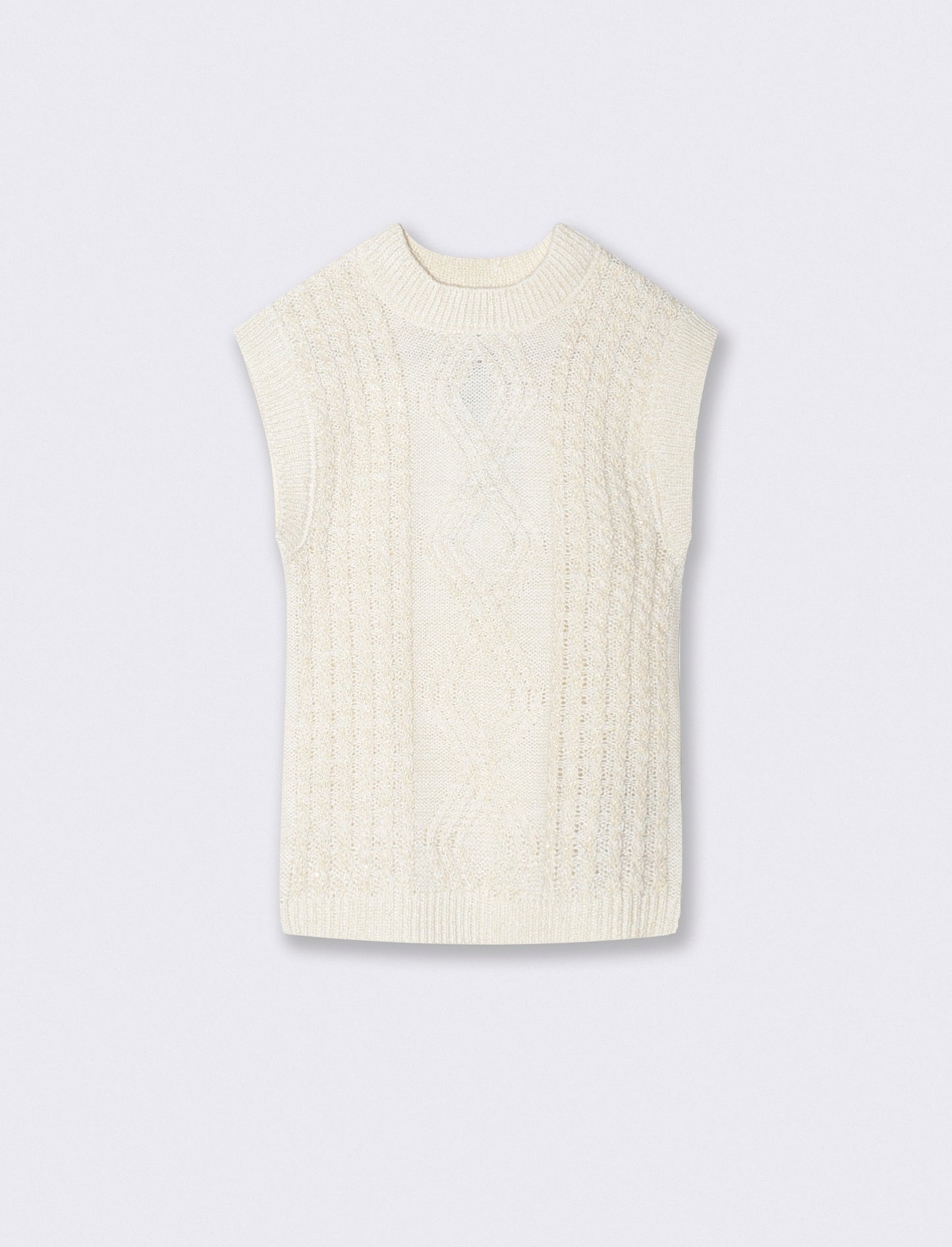 Sleeveless Lurex Dress with Braids - White