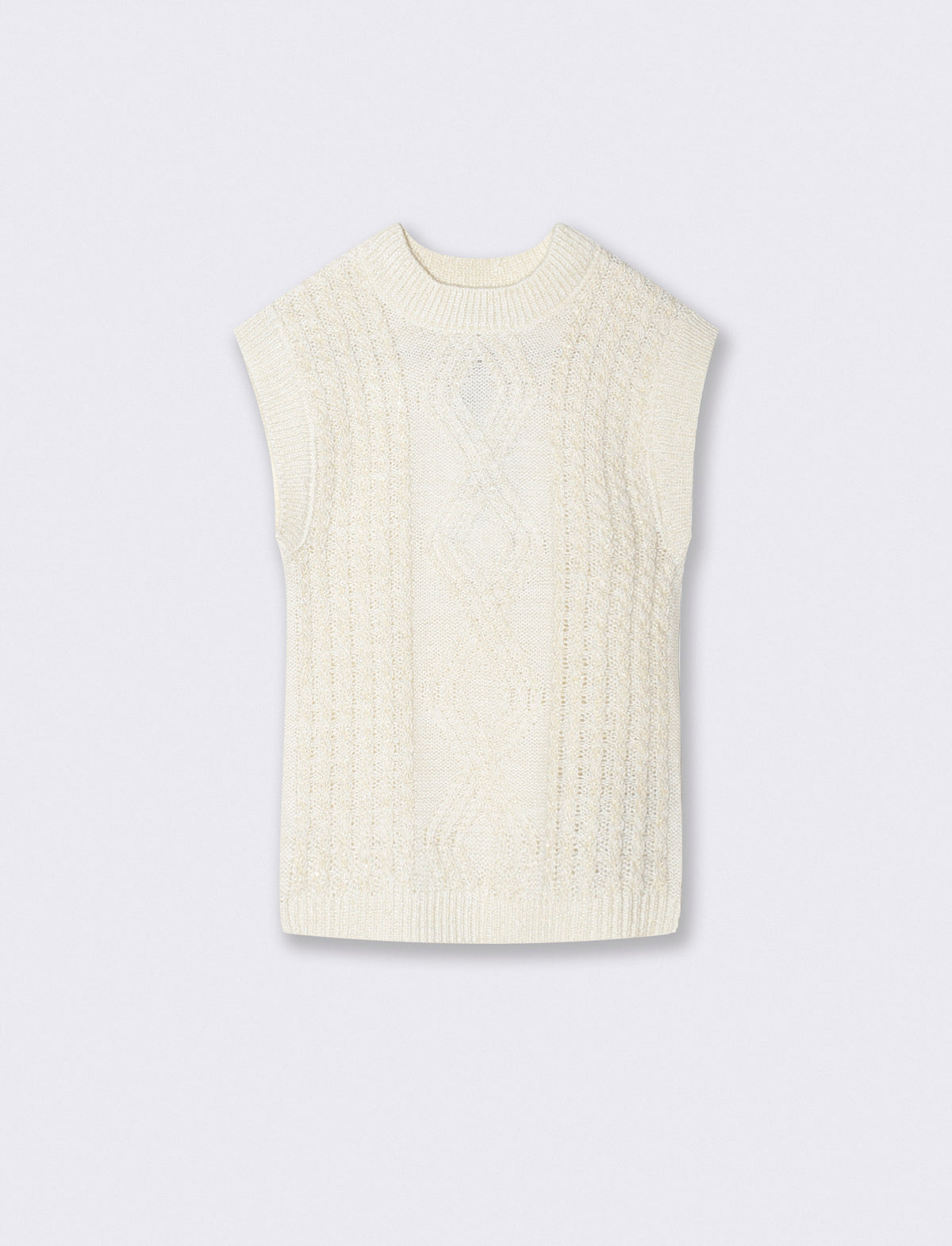 Sleeveless Lurex Dress with Braids - White