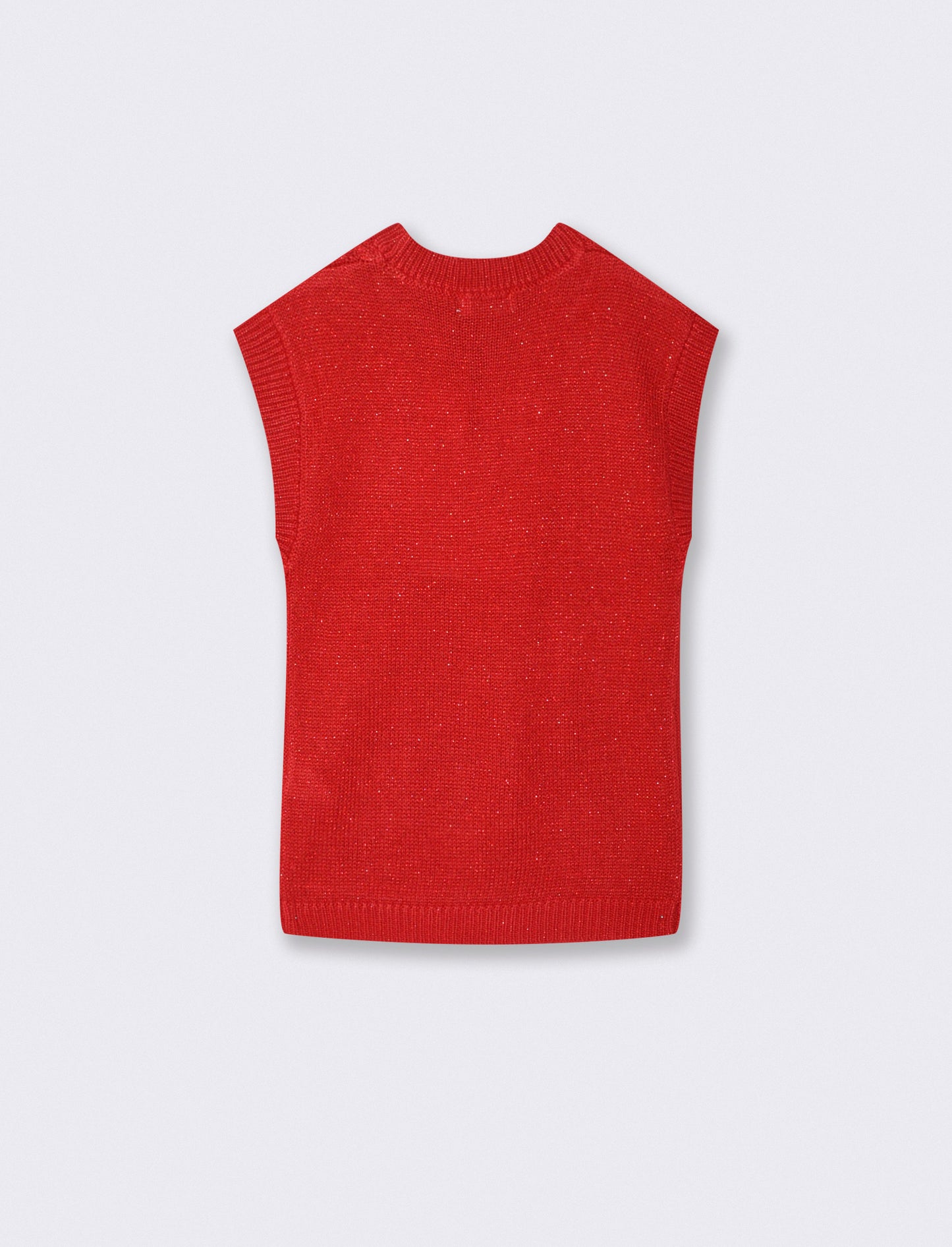 Sleeveless Lurex Dress with Braids - Red