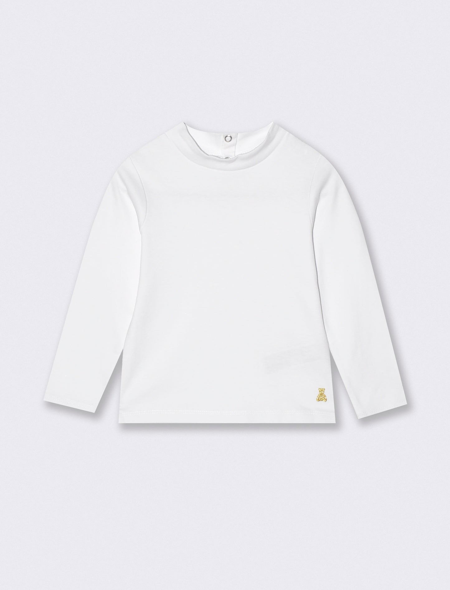 T-shirt collo alto manica lunga interlock - Bianco