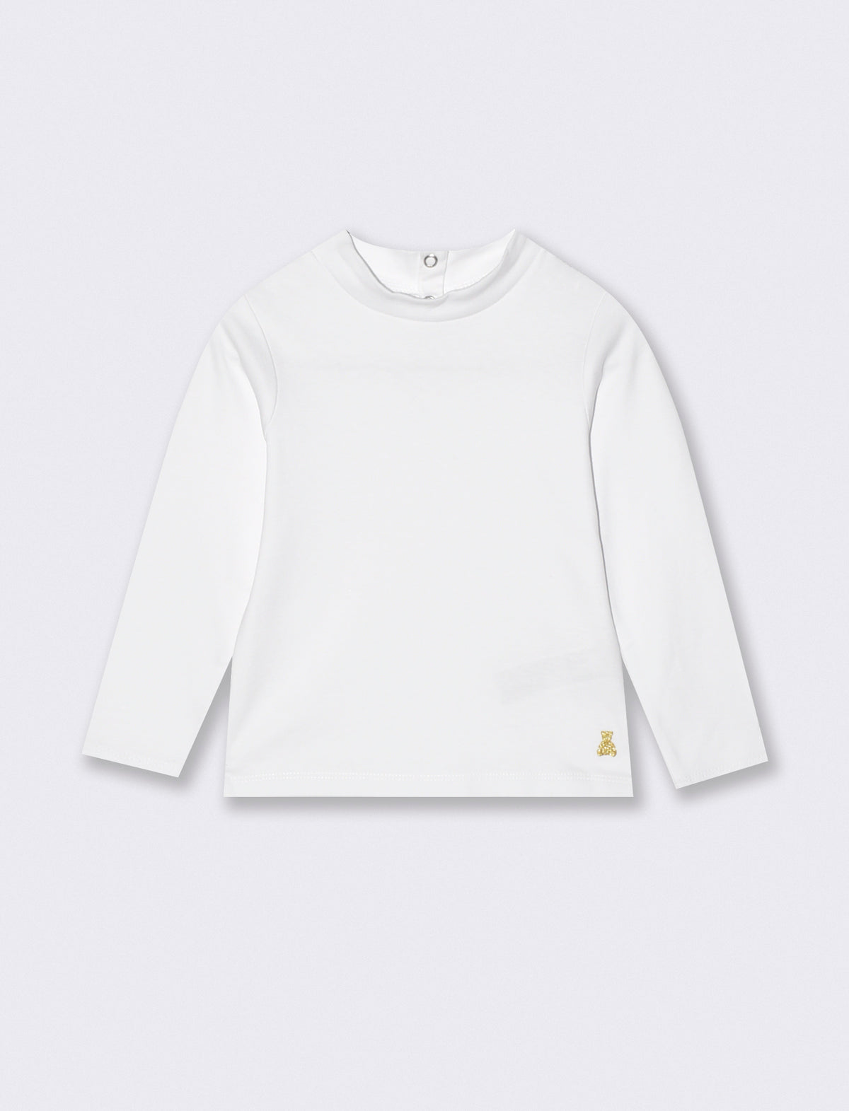 T-shirt collo alto manica lunga interlock - Bianco