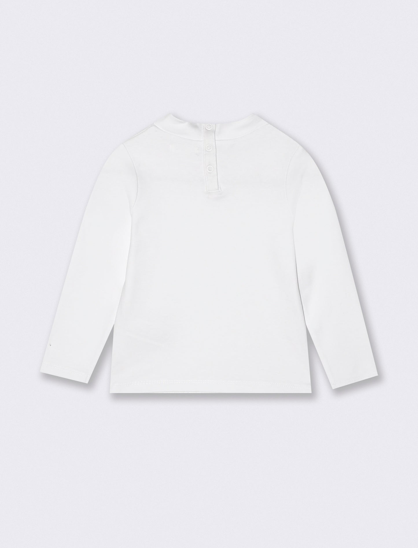 T-shirt collo alto manica lunga interlock - Bianco