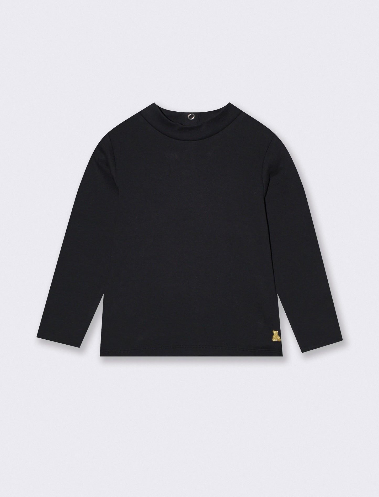 Long sleeve high neck interlock T-shirt - Black