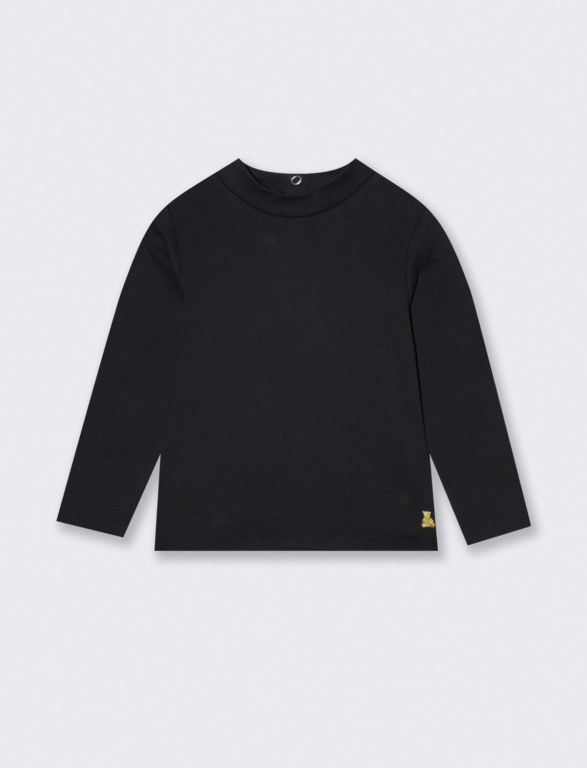 Long sleeve high neck interlock T-shirt - Black