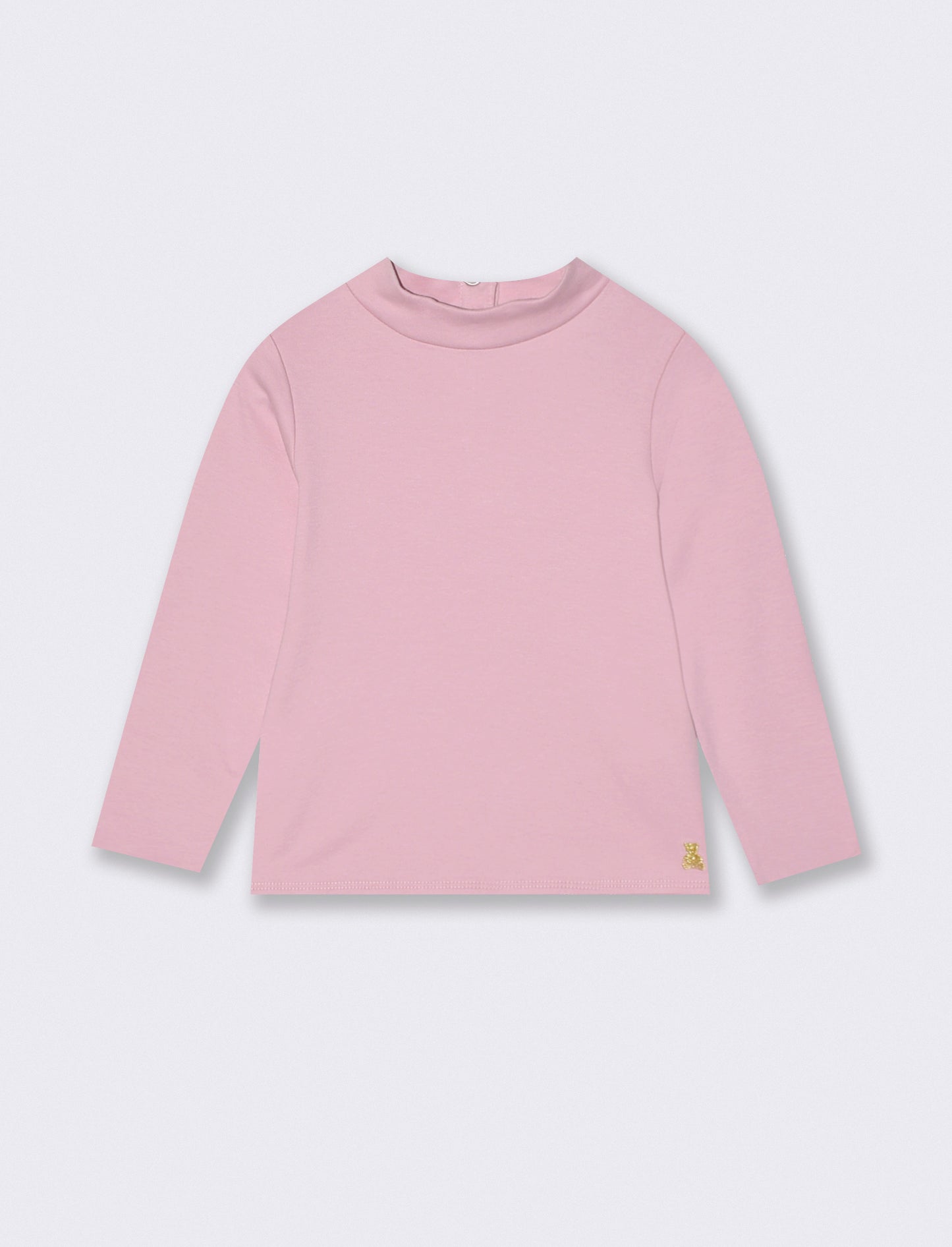 T-shirt collo alto manica lunga interlock - Rosa polvere
