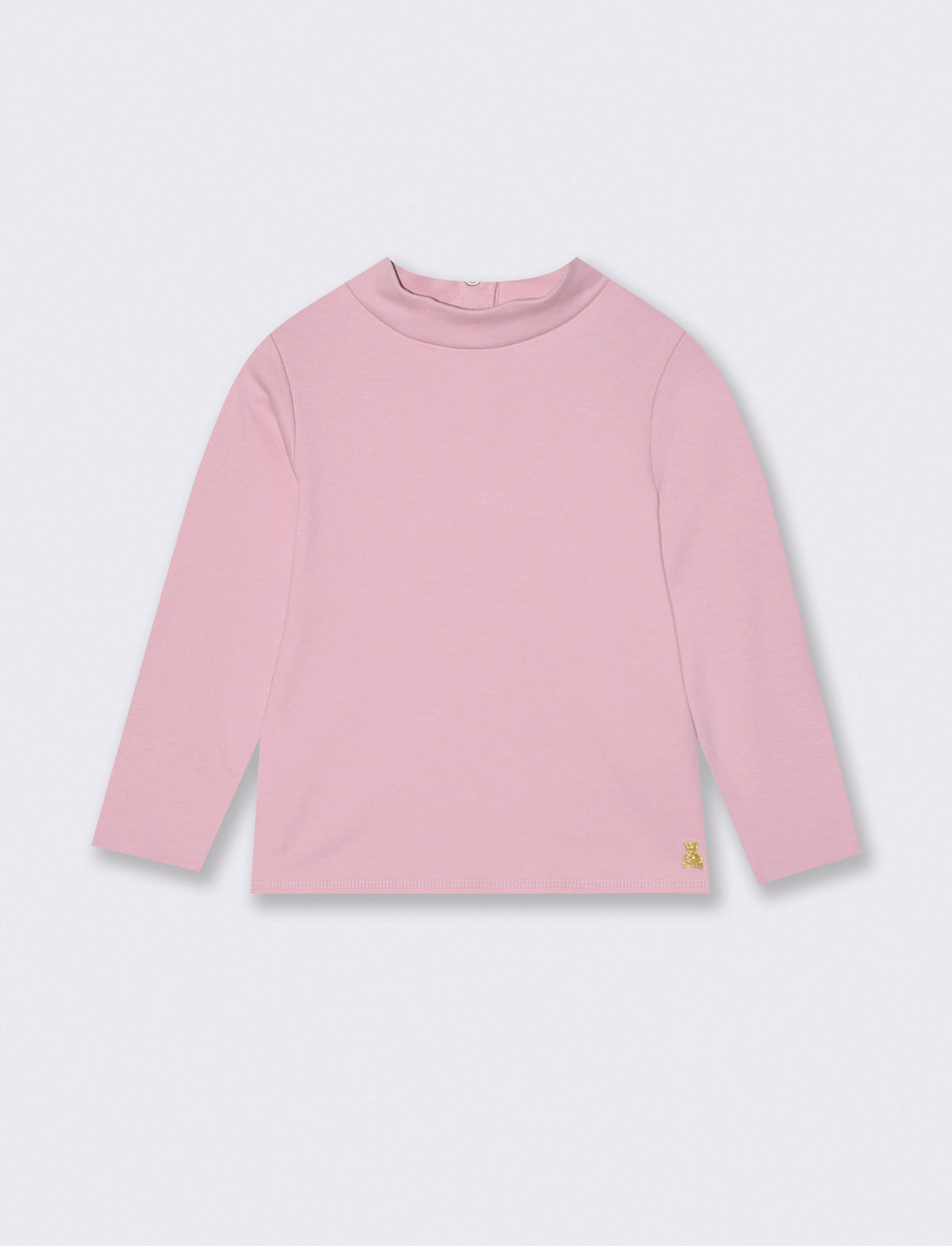 Long sleeve high neck interlock T-shirt - Pink