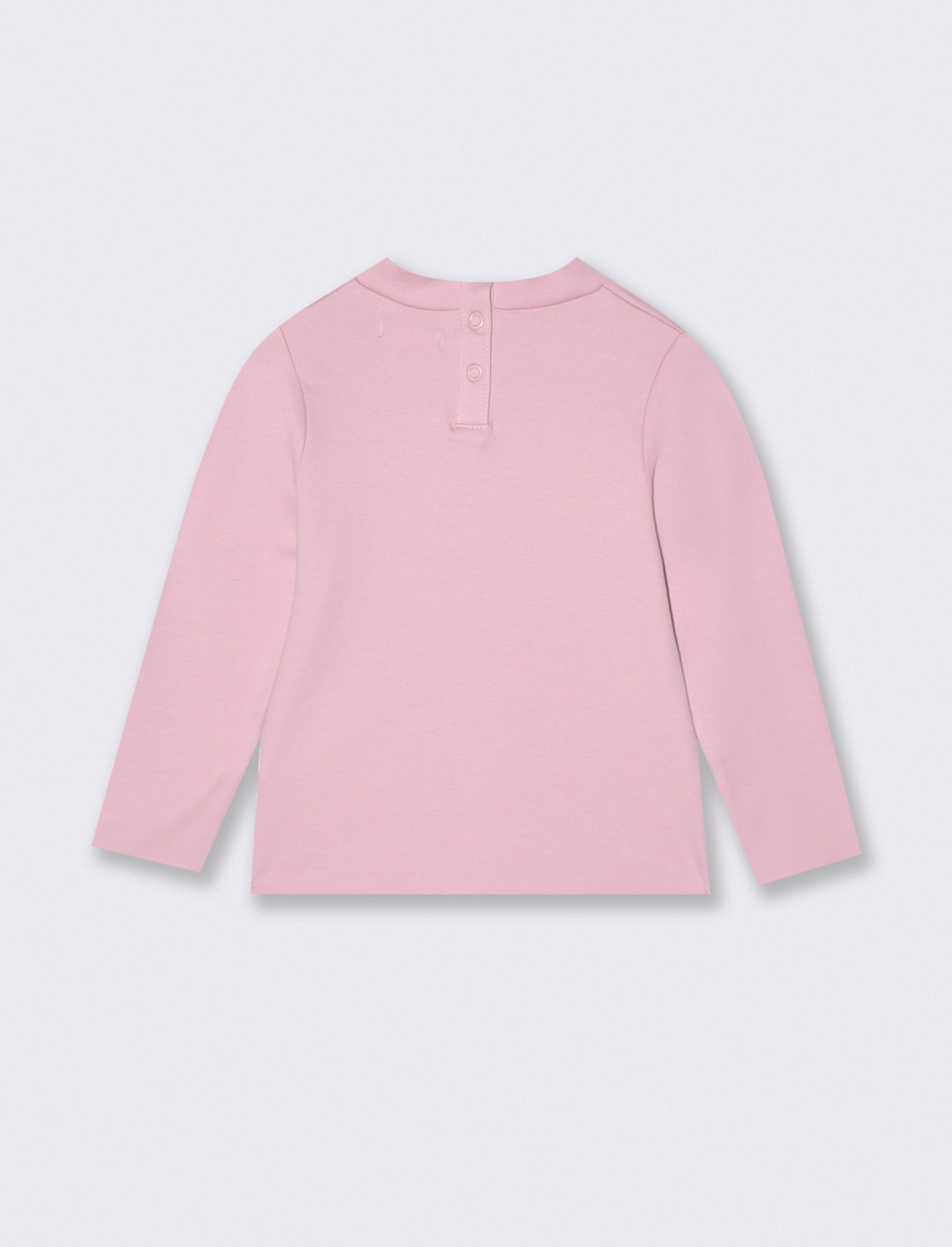 T-shirt collo alto manica lunga interlock - Rosa polvere