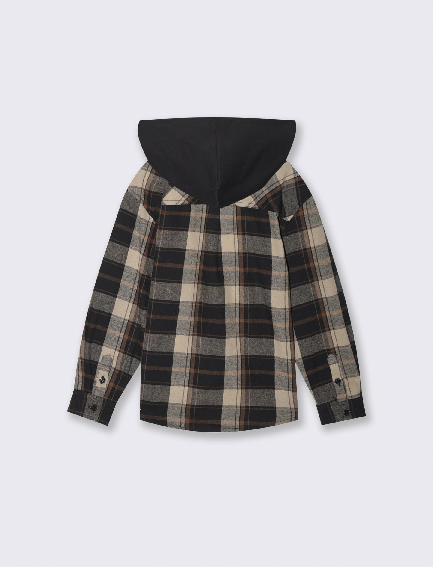 Plaid Flannel Shirt with Hood - Multicolor