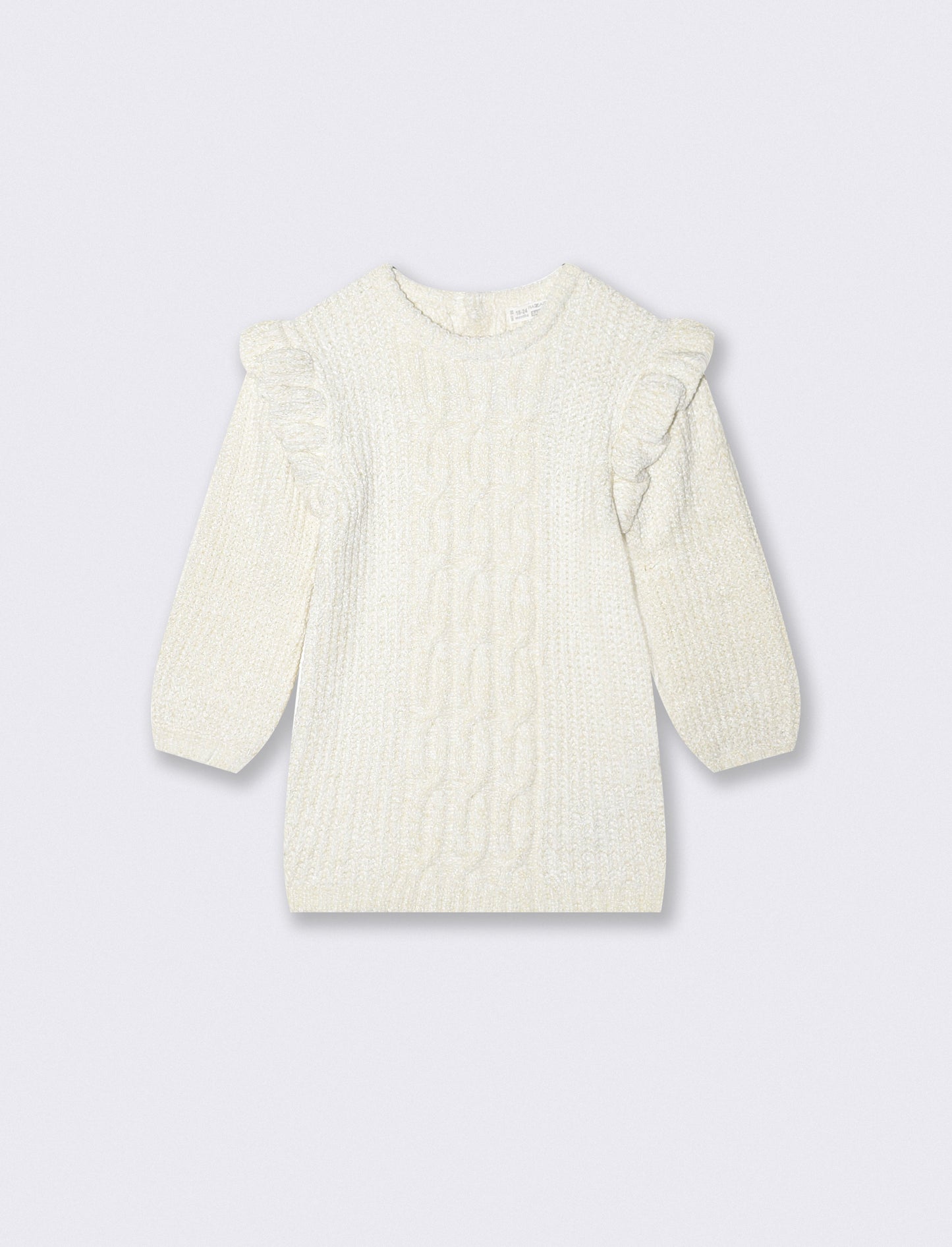 Abito in maglia e ciniglia con trecce - Bianco latte