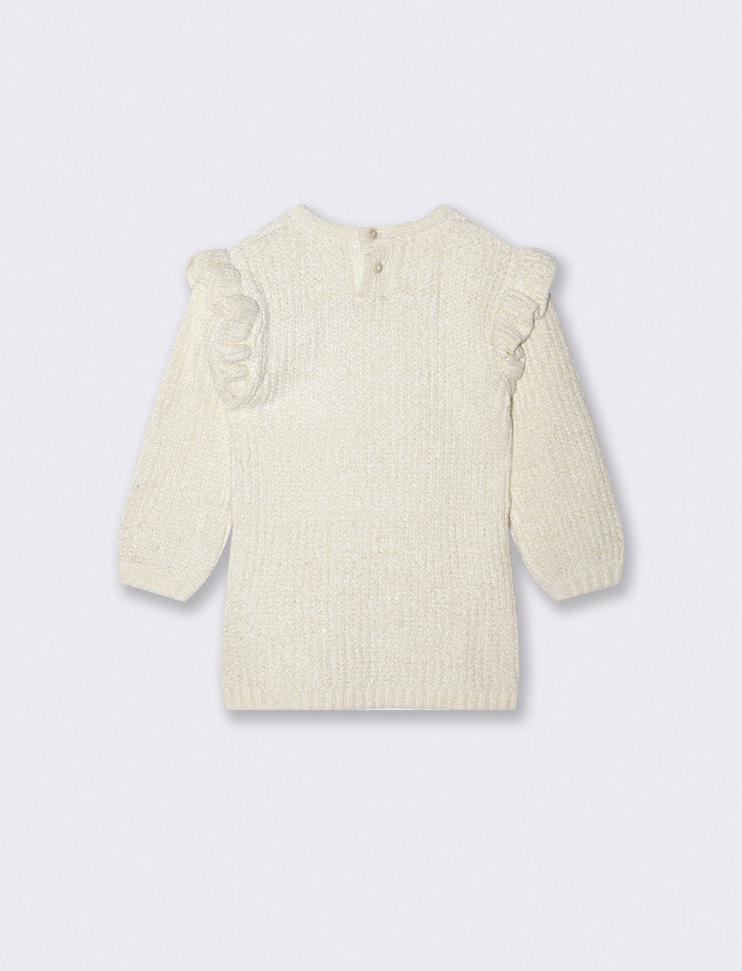 Abito in maglia e ciniglia con trecce - Bianco latte