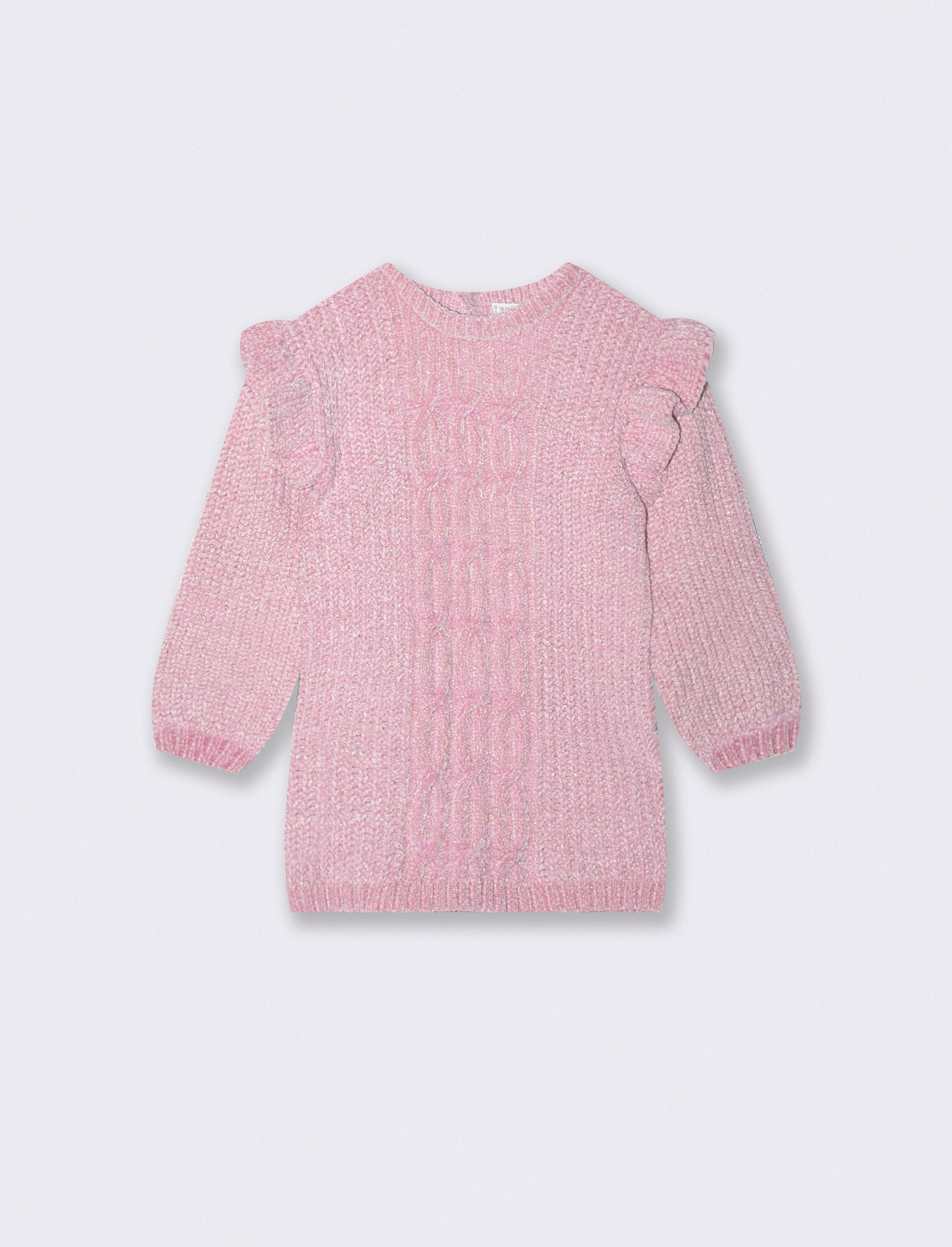 Abito in maglia e ciniglia con trecce - Rosa polvere