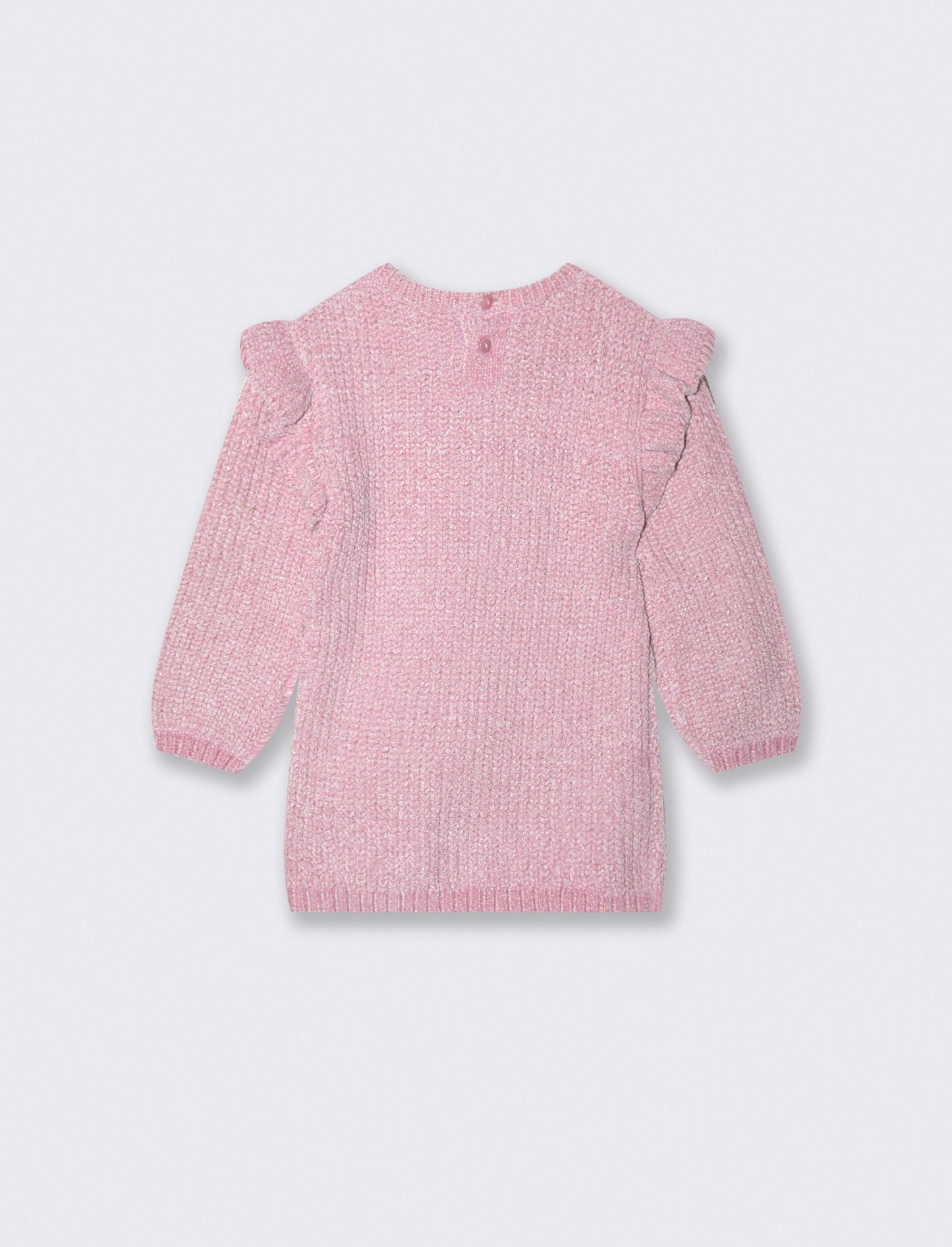 Abito in maglia e ciniglia con trecce - Rosa polvere