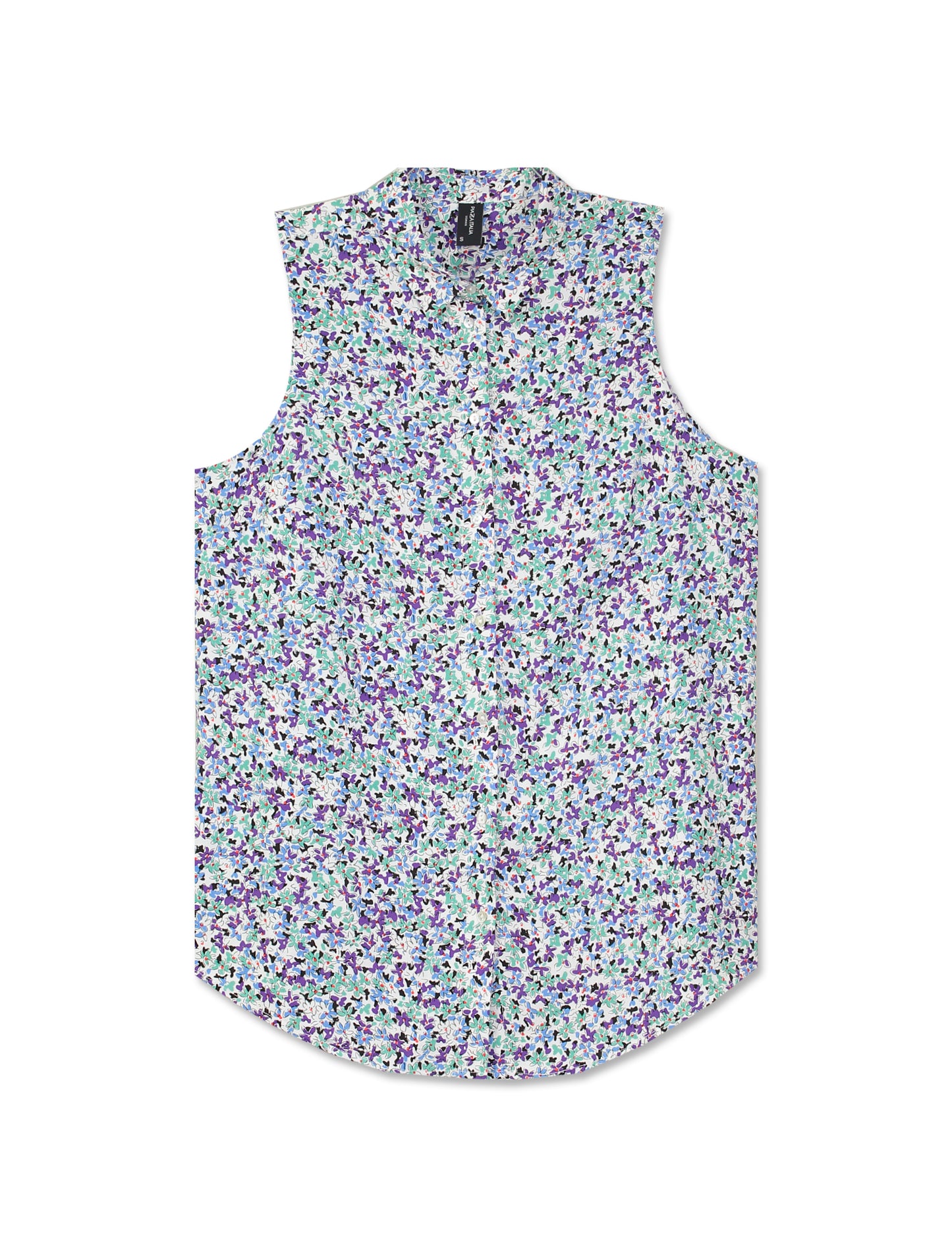 Sleeveless Regular Fit Viscose Printed Shirt with Mother of Pearl Effect Buttons - 