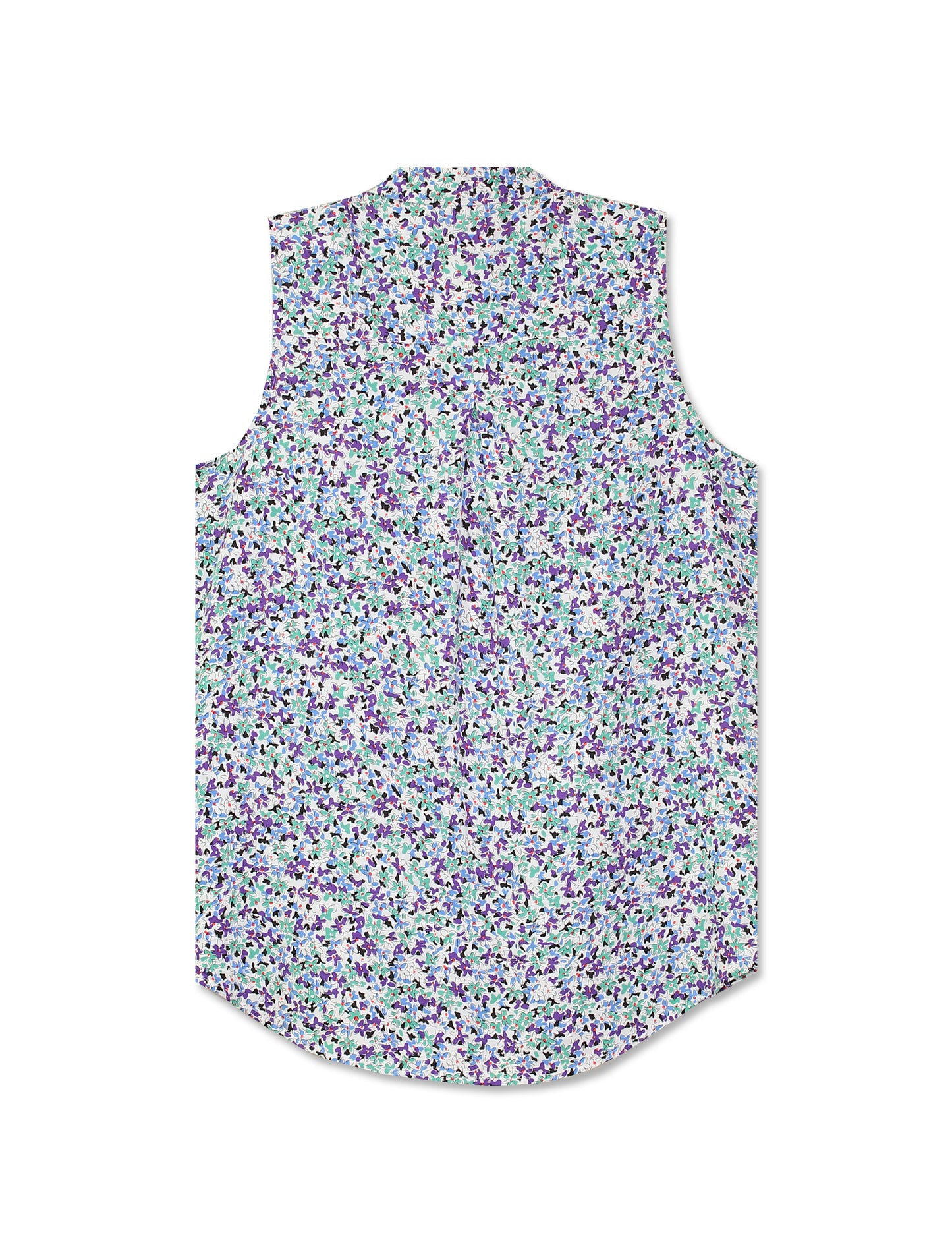 Sleeveless Regular Fit Viscose Printed Shirt with Mother of Pearl Effect Buttons - 