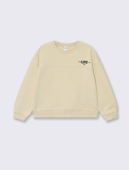 Sporty-chic crew neck sweatshirt for girls - Beige
