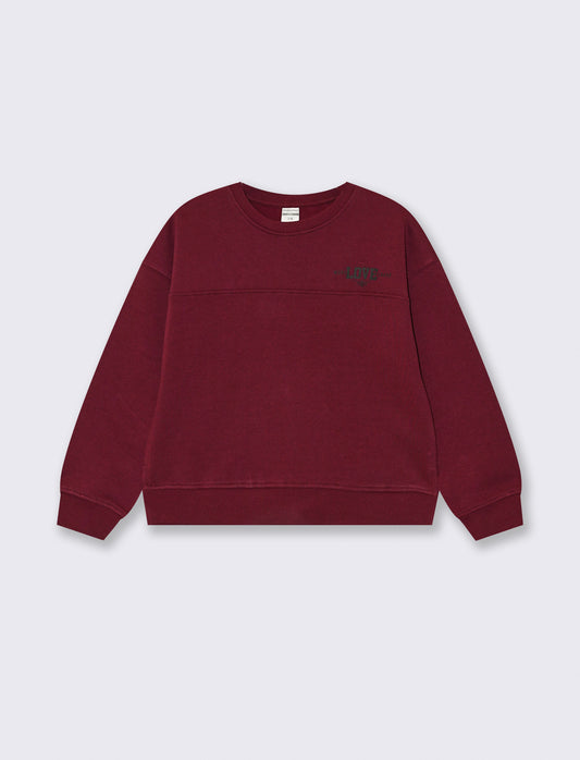 Sporty-chic crew neck sweatshirt for girls - Red