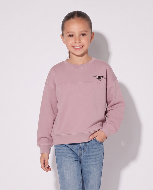 Sporty-chic crew neck sweatshirt for girls - Pink