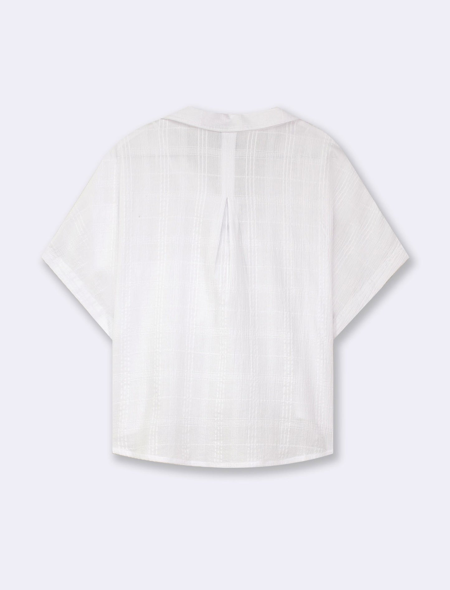 Camicia mezza manica in cotone con tasca applicata - Bianco