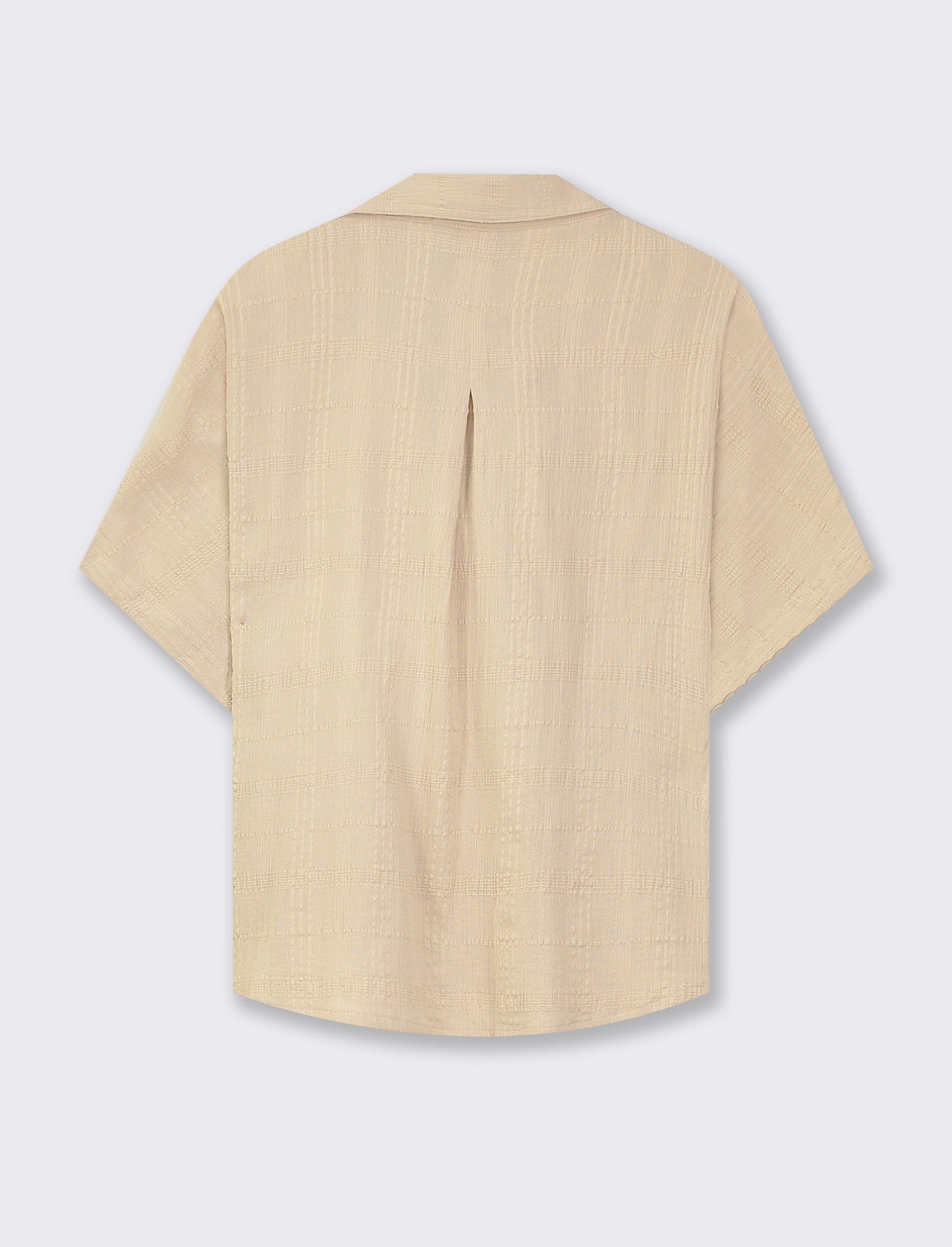 Camicia mezza manica in cotone con tasca applicata - Beige corda