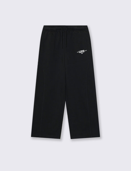 Girls' Wide Leg Fleece Joggers - Black