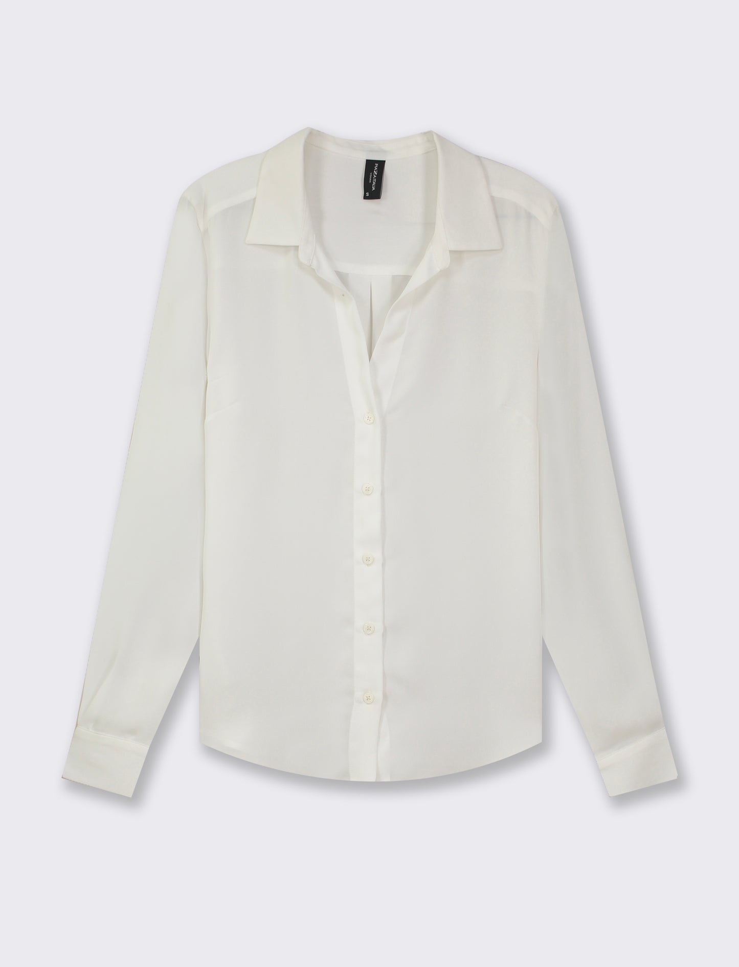 Camicia basic vestibilità regual in tessuto georgette e scollo a V - Bianco latte