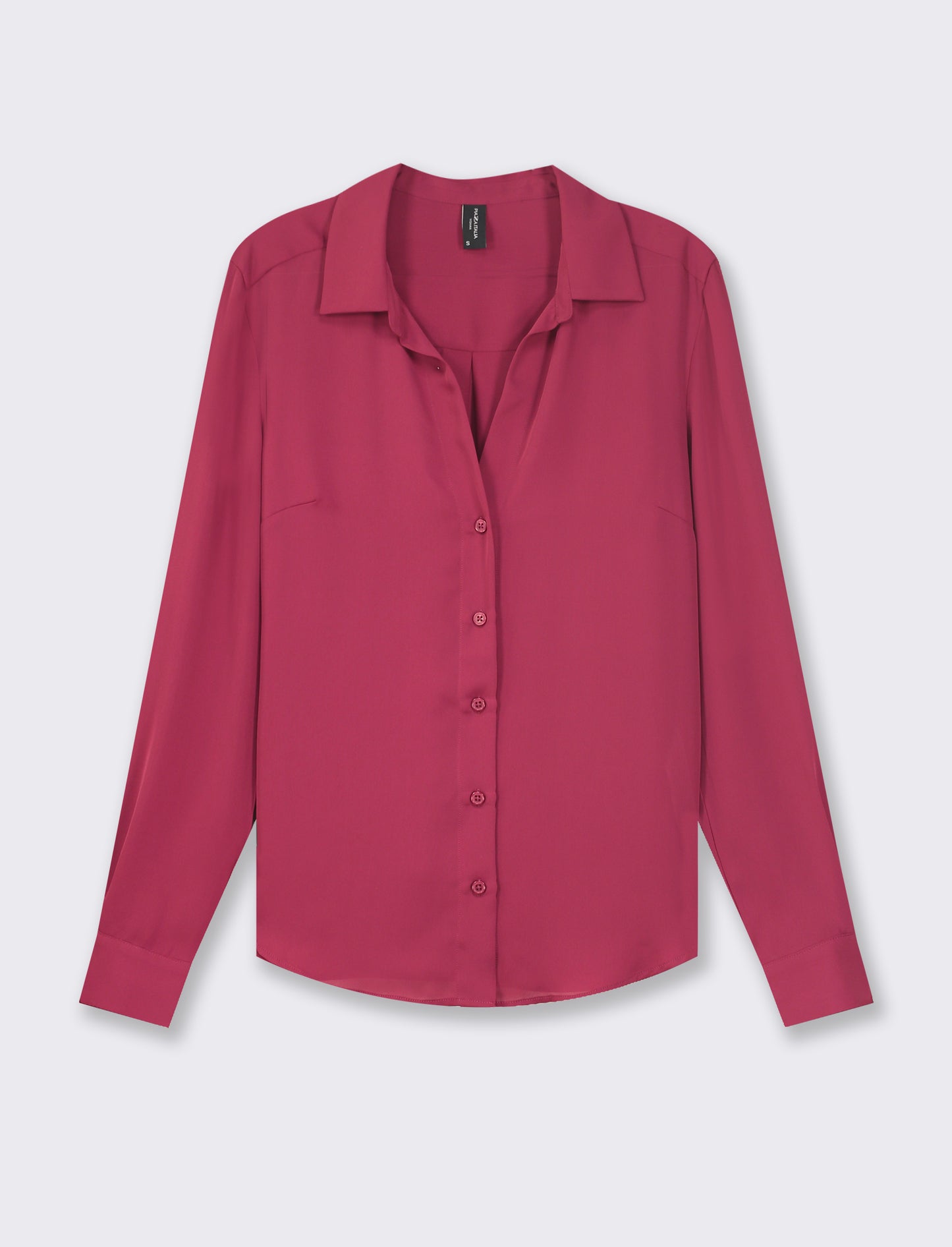 Georgette V-Neck Basic Fit Women's Shirt in Solid Color - Red