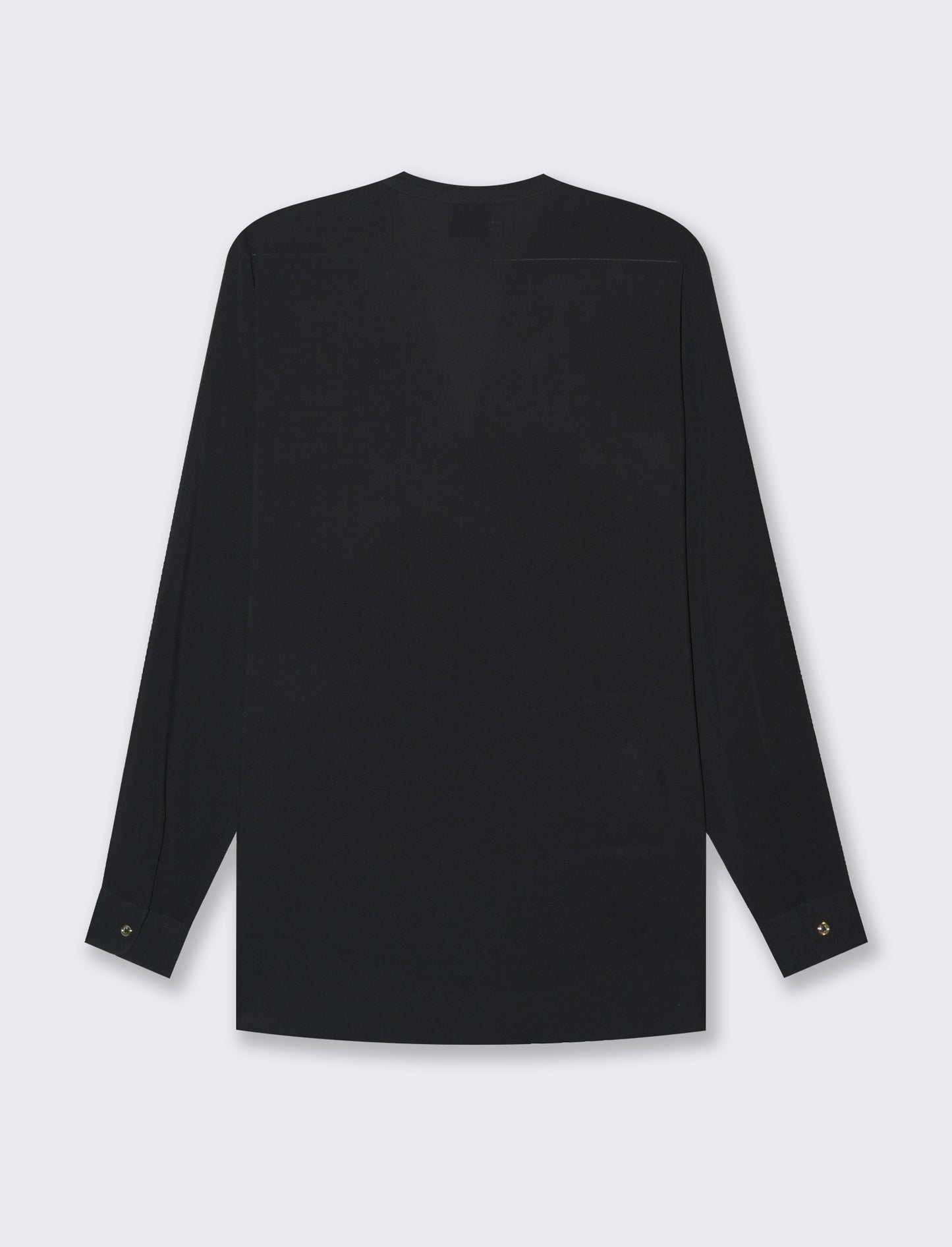 Long Sleeve Viscose Shirt with Reversible Cuffs and Metal Buttons - Black