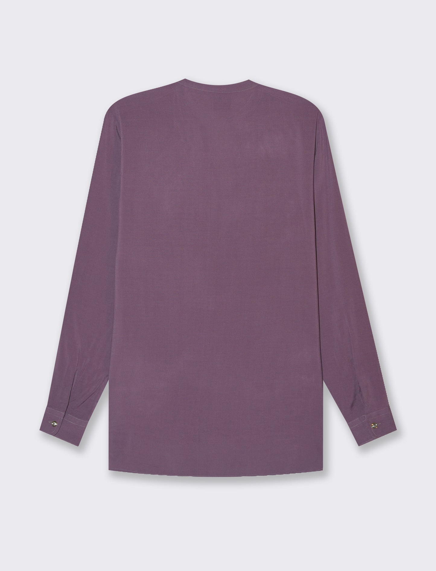 Long Sleeve Viscose Shirt with Reversible Cuffs and Metal Buttons - Purple