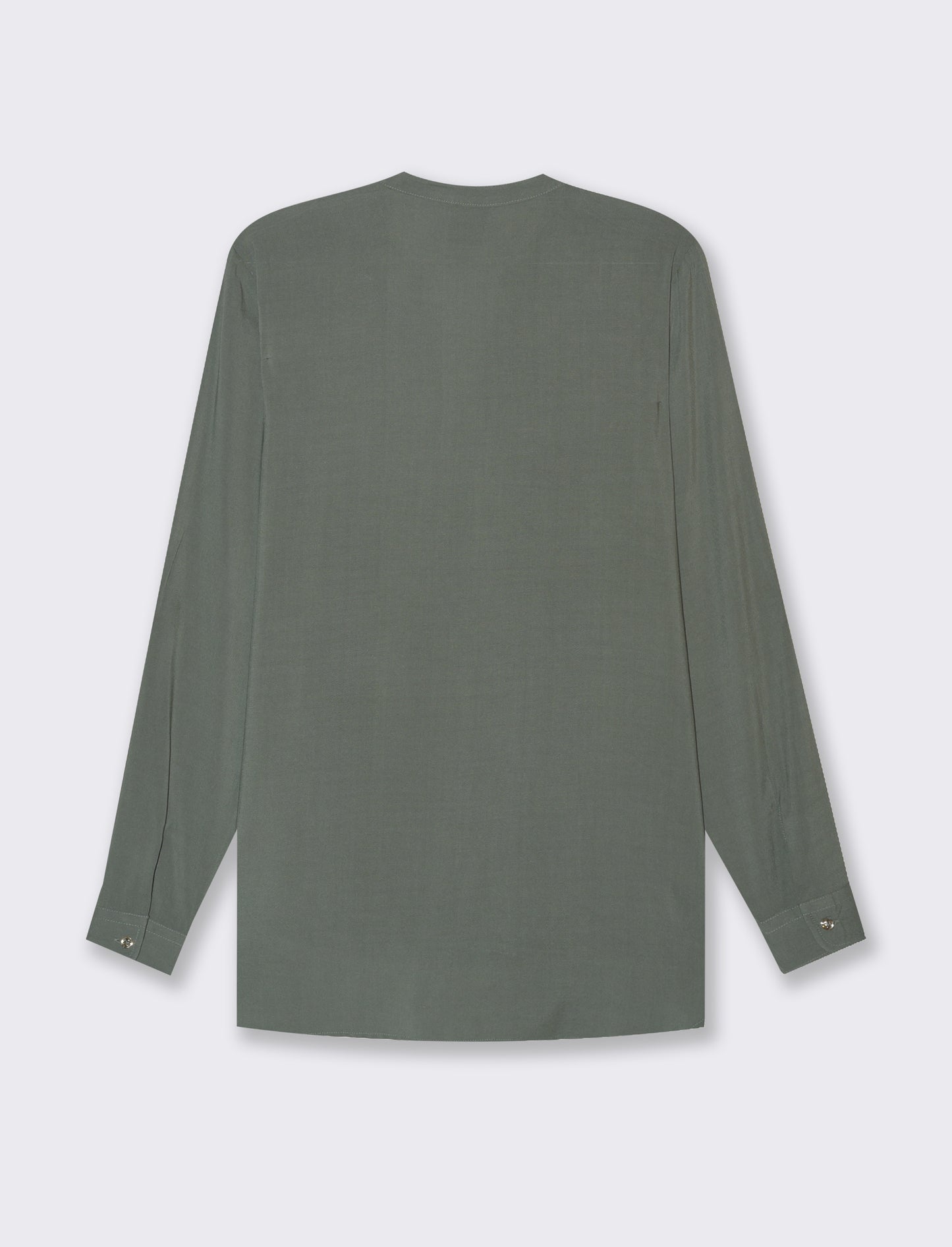 Long Sleeve Viscose Shirt with Reversible Cuffs and Metal Buttons - Green