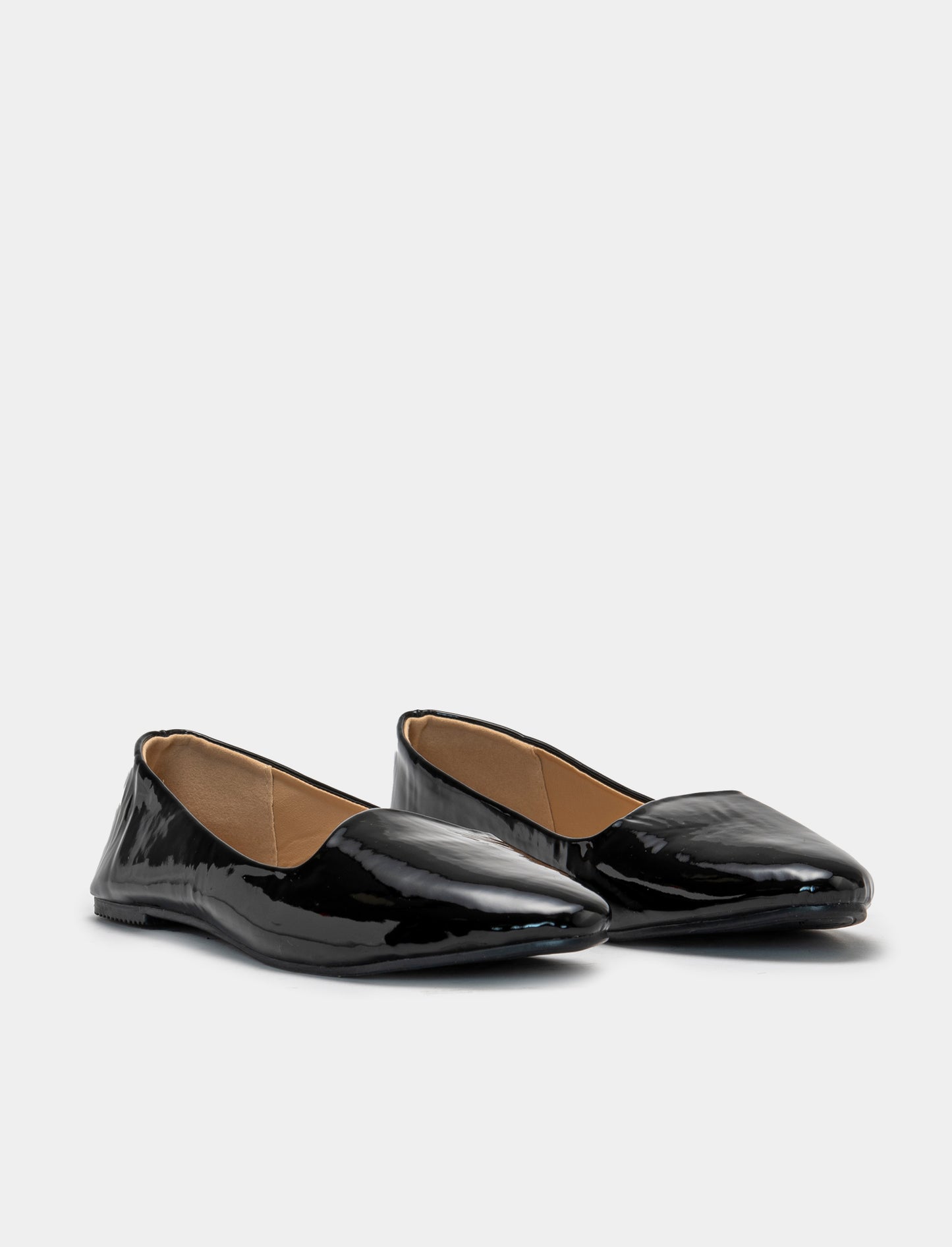 Patent Polyurethane Ballet Flats - Two Color Options - Black