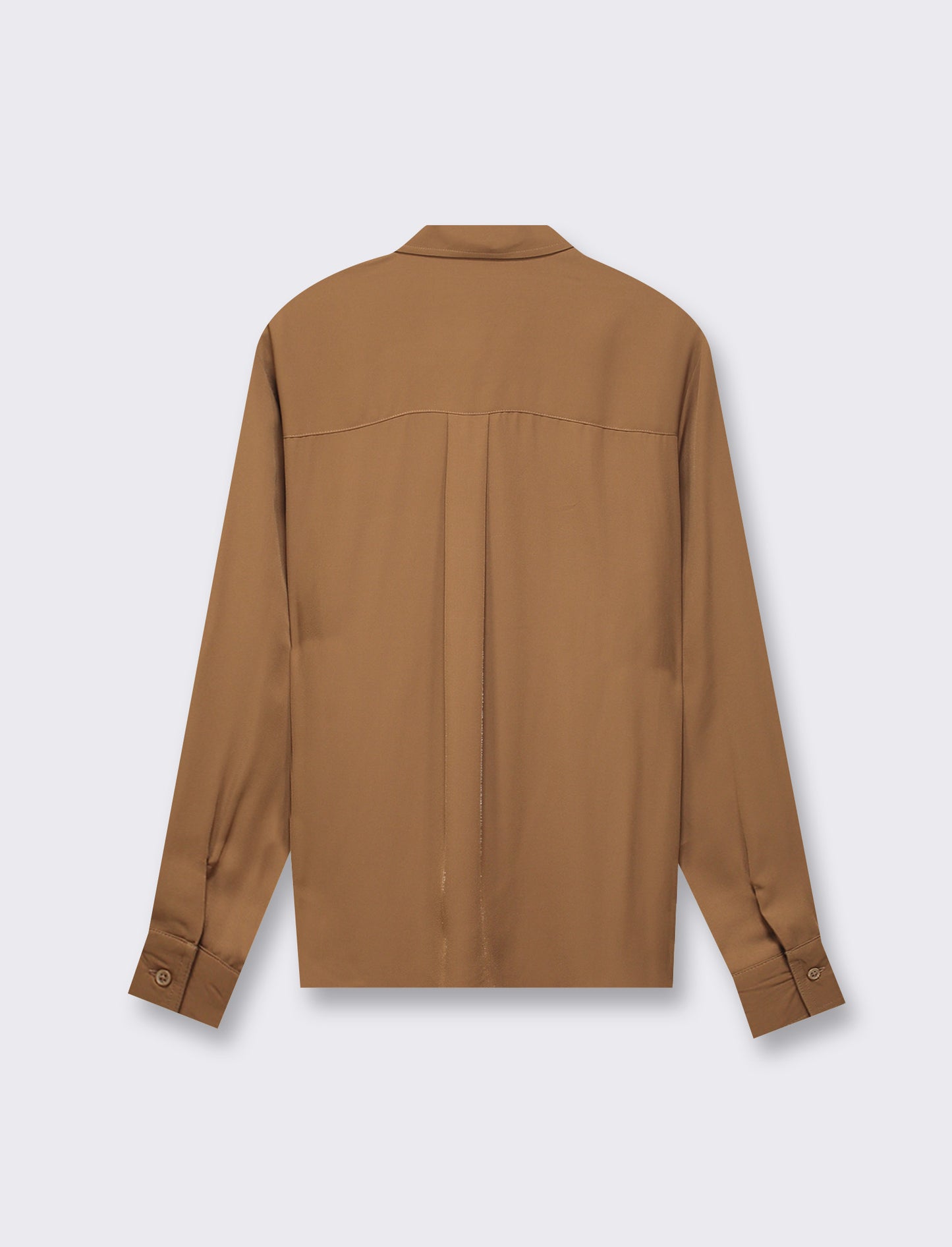 Camicia in viscosa manica lunga con tasche a soffietto - Marrone tabacco
