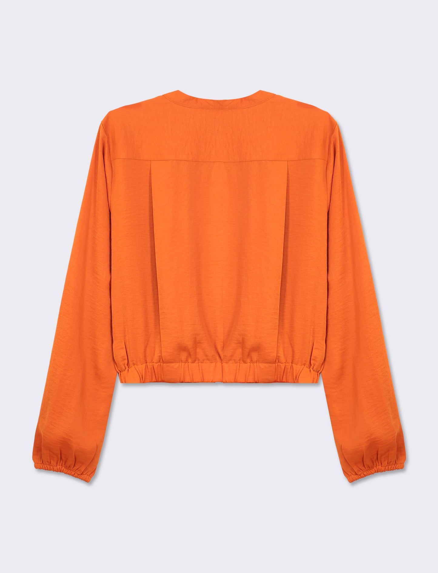 Long Sleeve Cropped Shirt with Flowy Fabric and Pleats - Various Colors - Orange