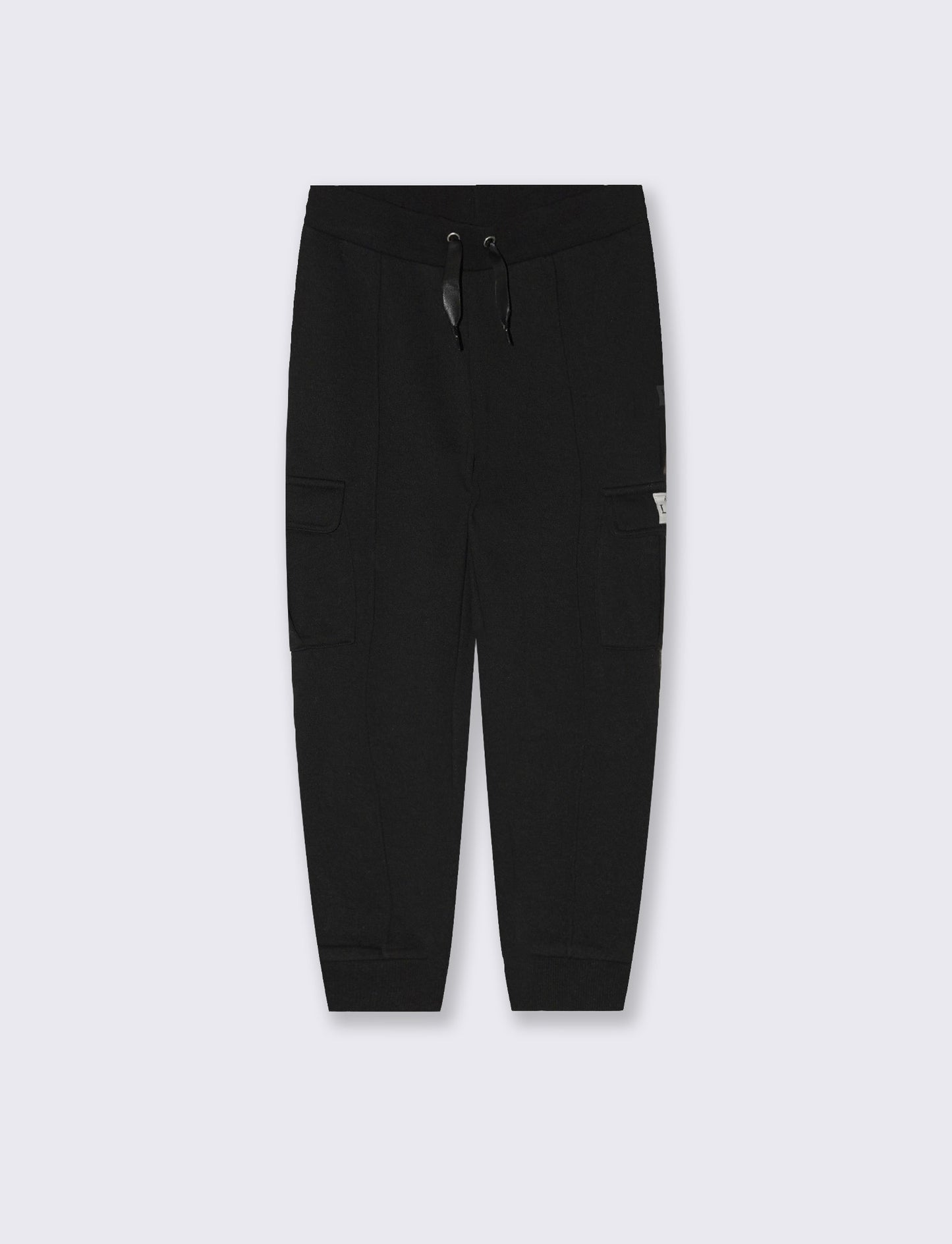 Pantaloni in felpa tasconati con nastro - Nero