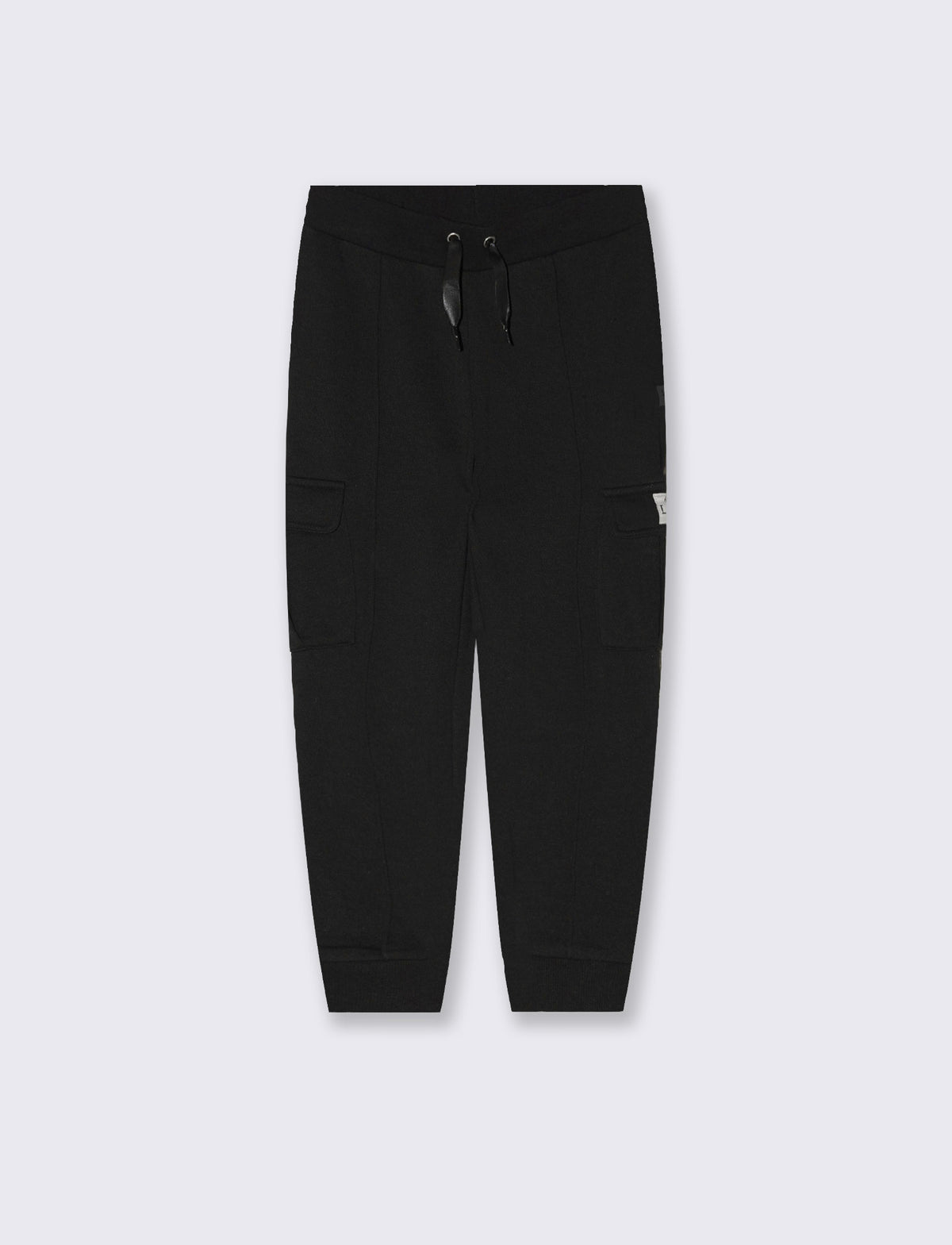 Pantaloni in felpa tasconati con nastro - Nero