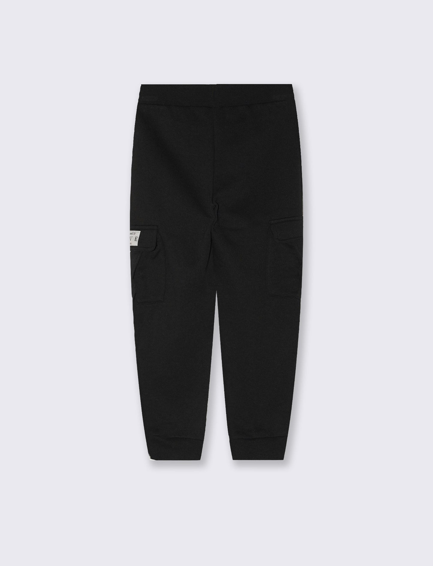 Pantaloni in felpa tasconati con nastro - Nero