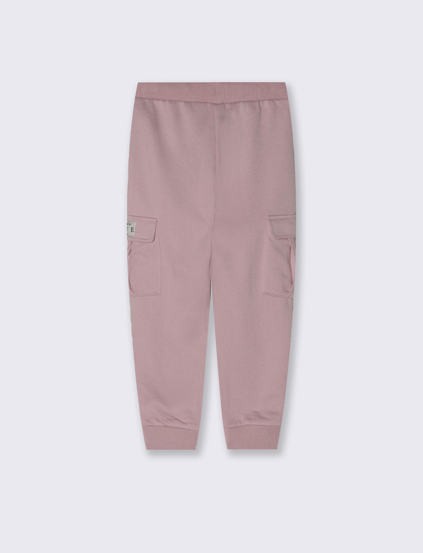 Pantaloni in felpa tasconati con nastro - Rosa polvere