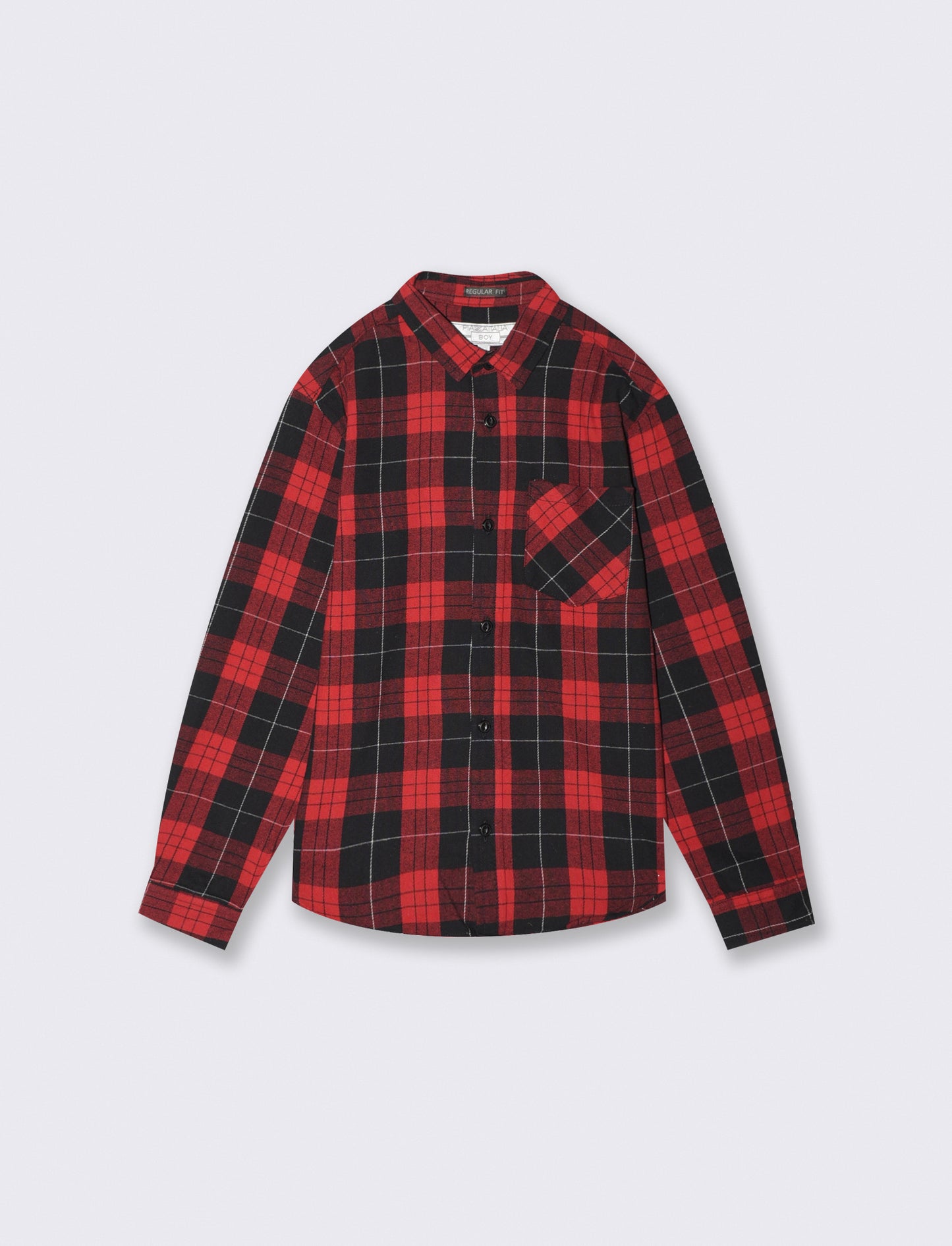 Plaid Flannel Long Sleeve Shirt - Red