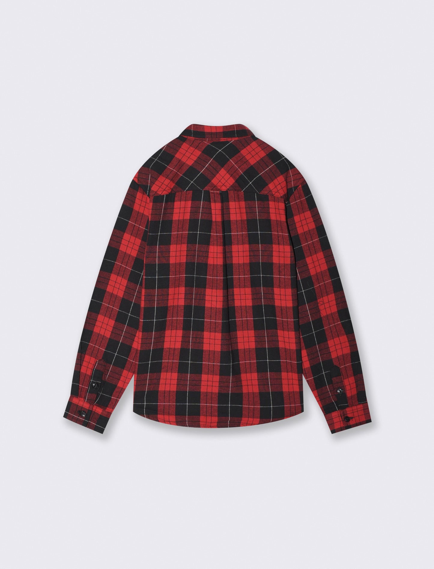Plaid Flannel Long Sleeve Shirt - Red