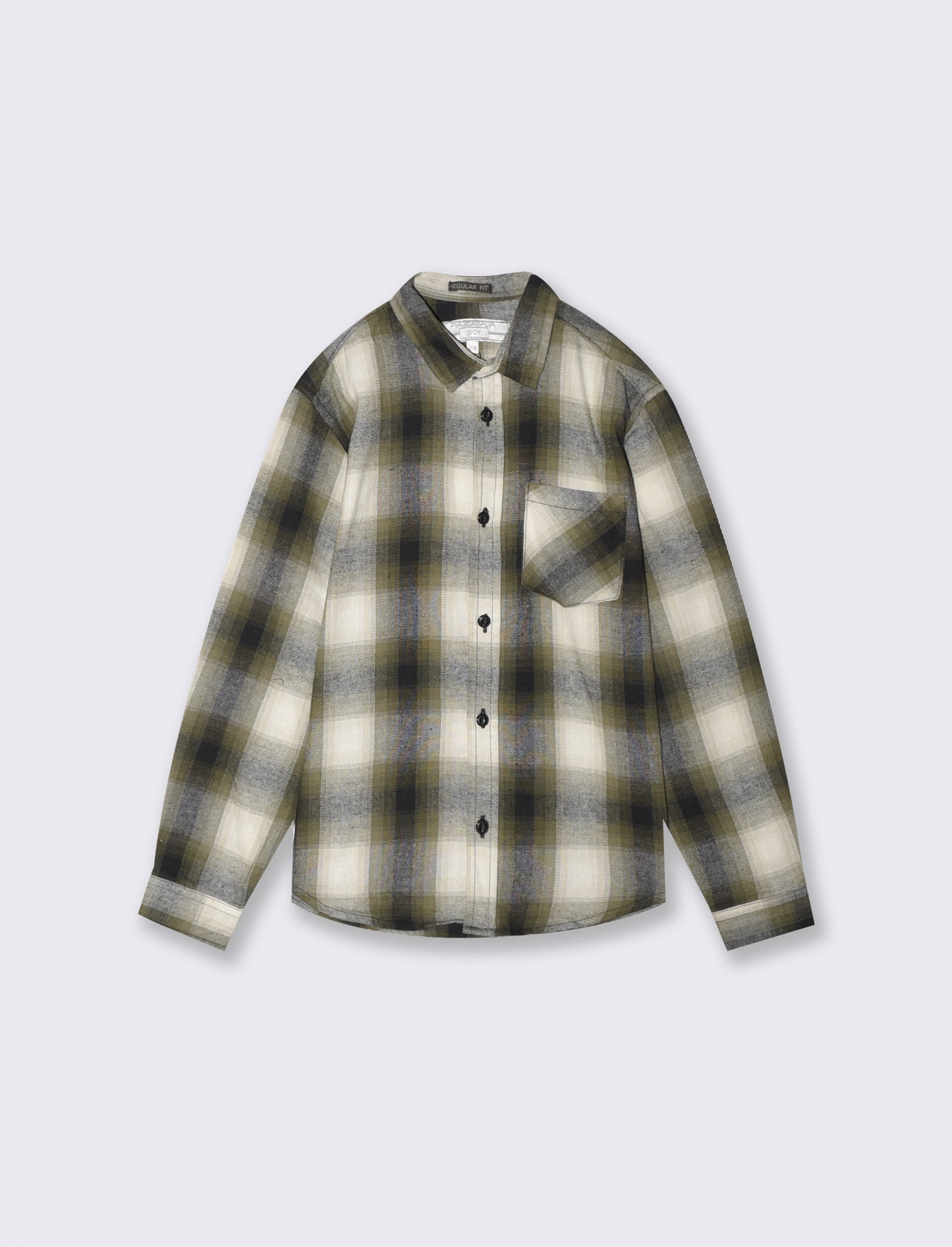 Plaid Flannel Long Sleeve Shirt - Green