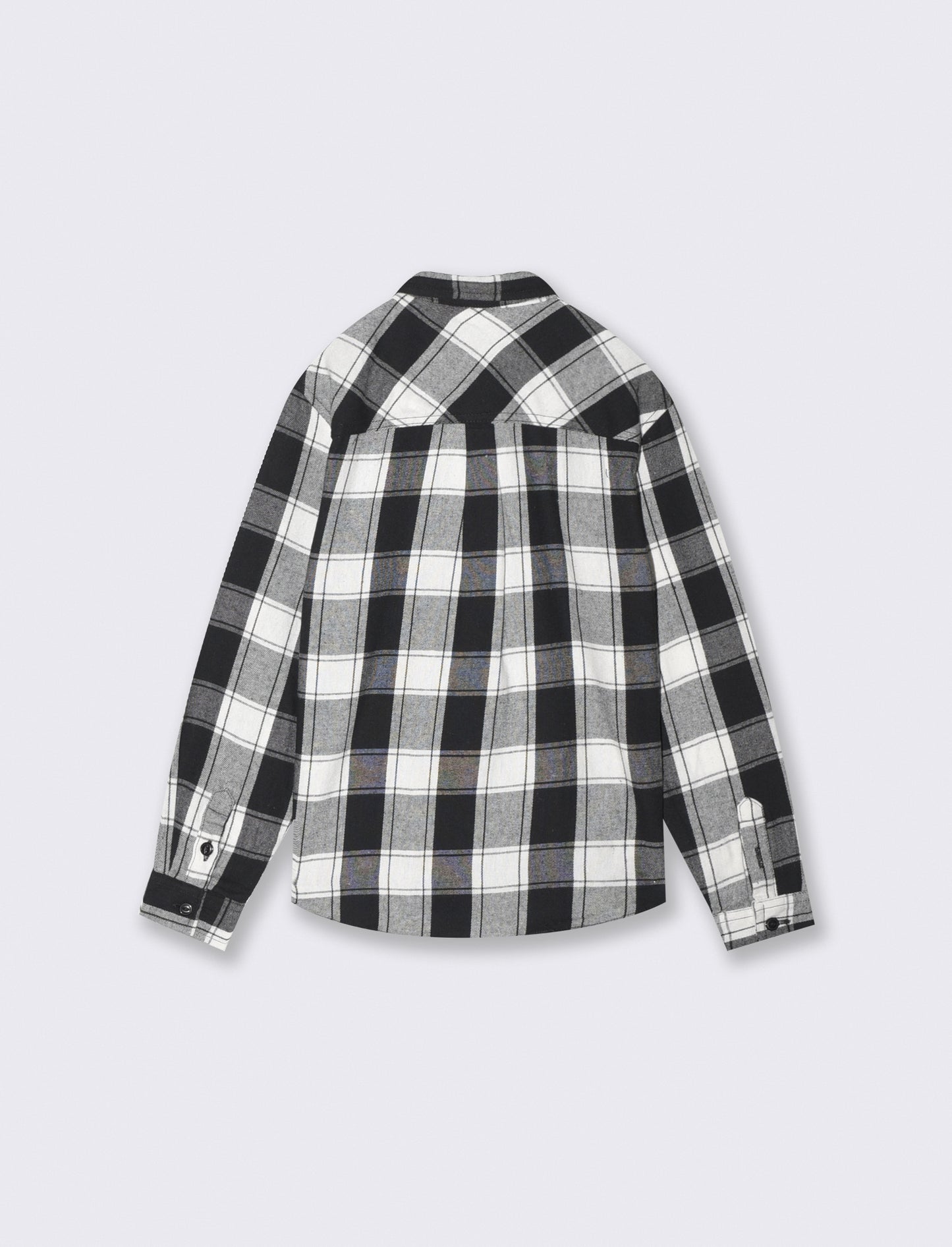 Plaid Flannel Long Sleeve Shirt - Black