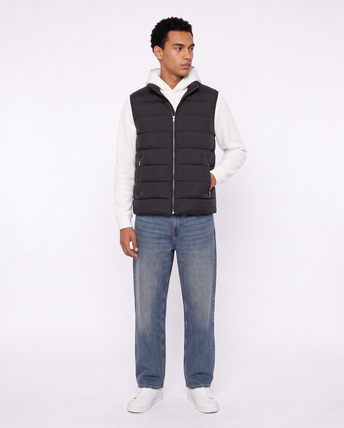 Sleeveless packable down jacket - Black