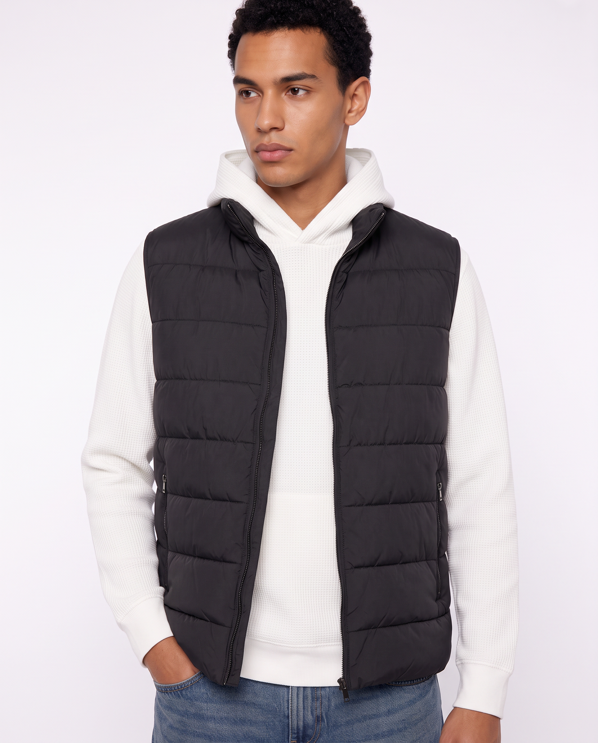 Sleeveless packable down jacket - Black