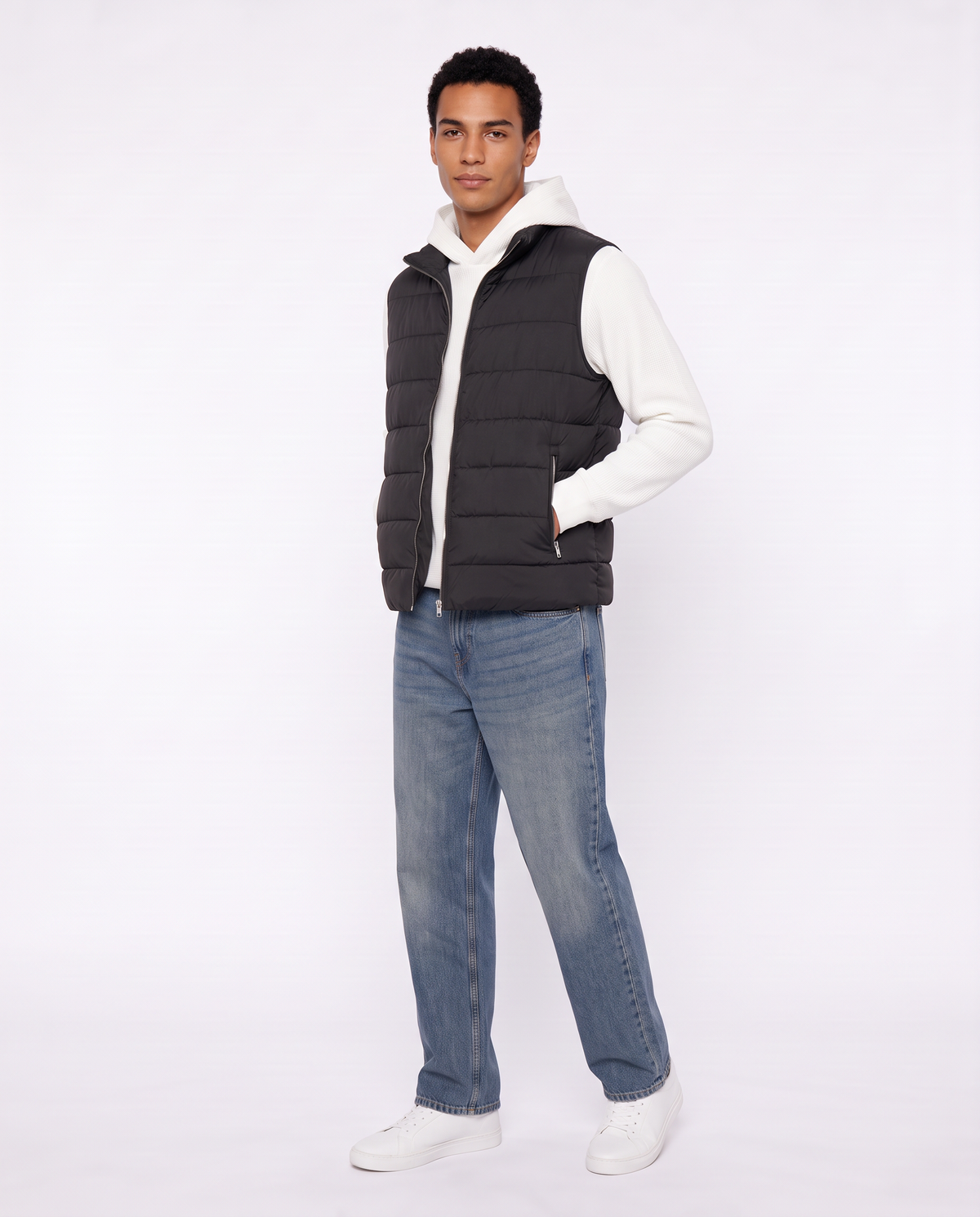 Sleeveless packable down jacket - Black
