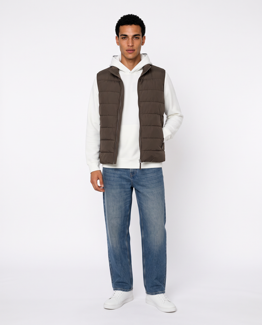 Sleeveless packable down jacket - Brown