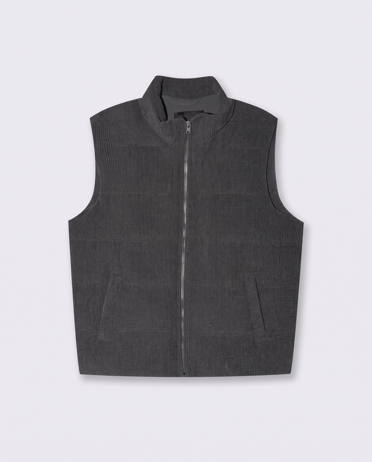 Padded Vest in Crushed Velvet - Grey