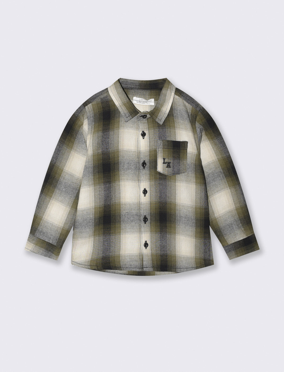 Plaid Flannel Shirt with Embroidery - Green